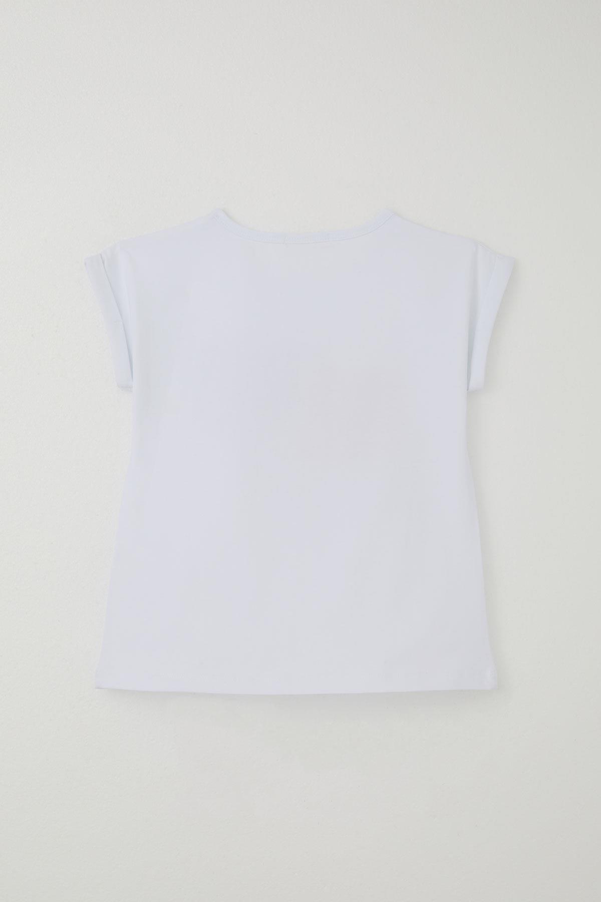 Breeze Kız Çocuk Pantolonlu Takım Çiçek Baskılı Yırtmaçlı Beyaz (6-12 Yaş)