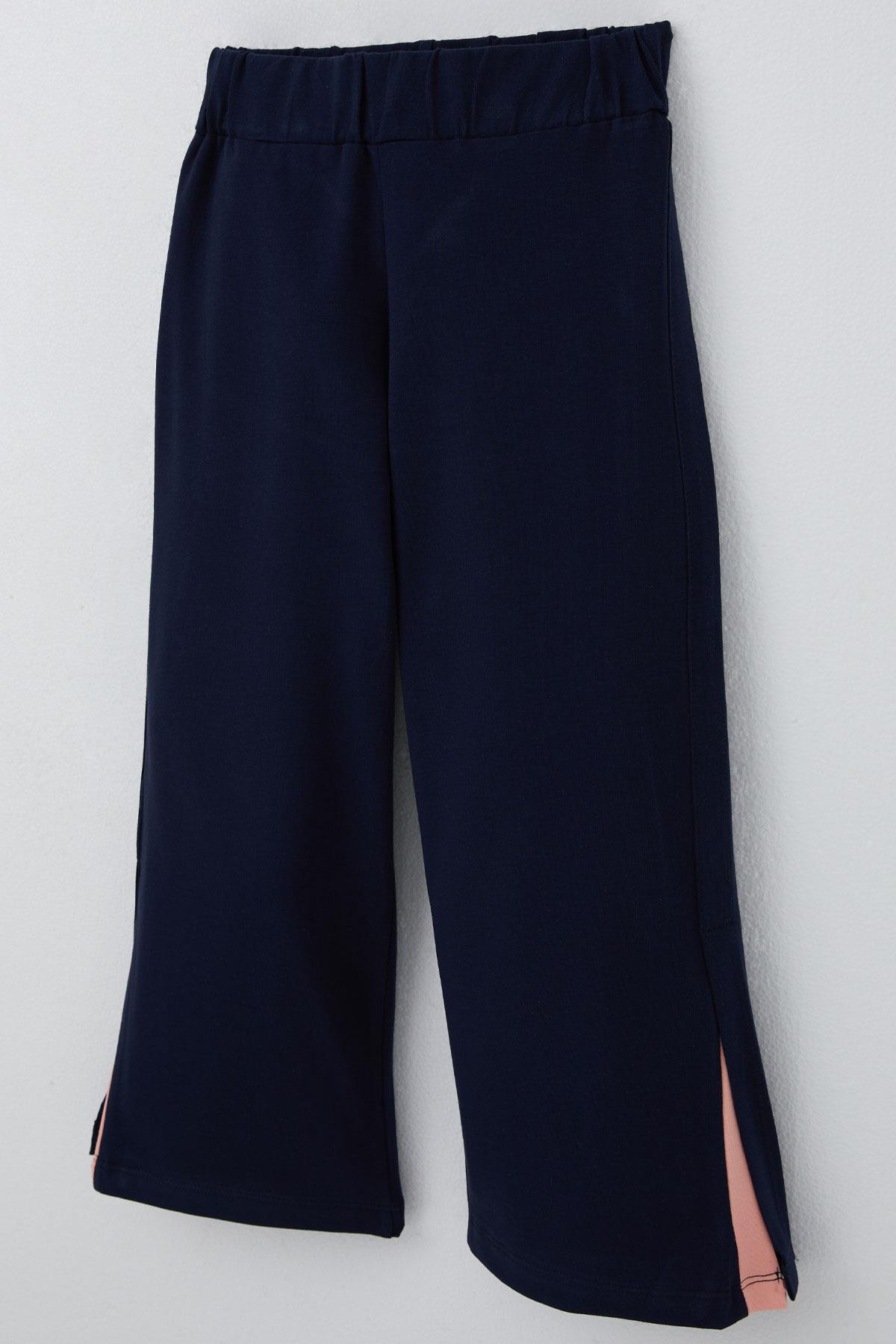 Breeze Kız Çocuk Pantolonlu Takım Çiçek Baskılı Yırtmaçlı Somon (6-12 Yaş)