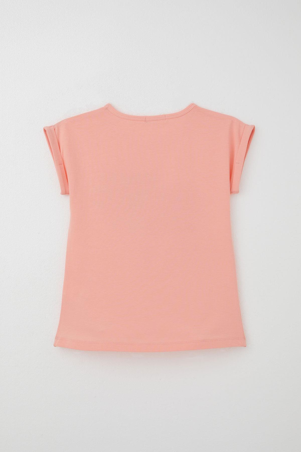 Breeze Kız Çocuk Pantolonlu Takım Çiçek Baskılı Yırtmaçlı Somon (6-12 Yaş)