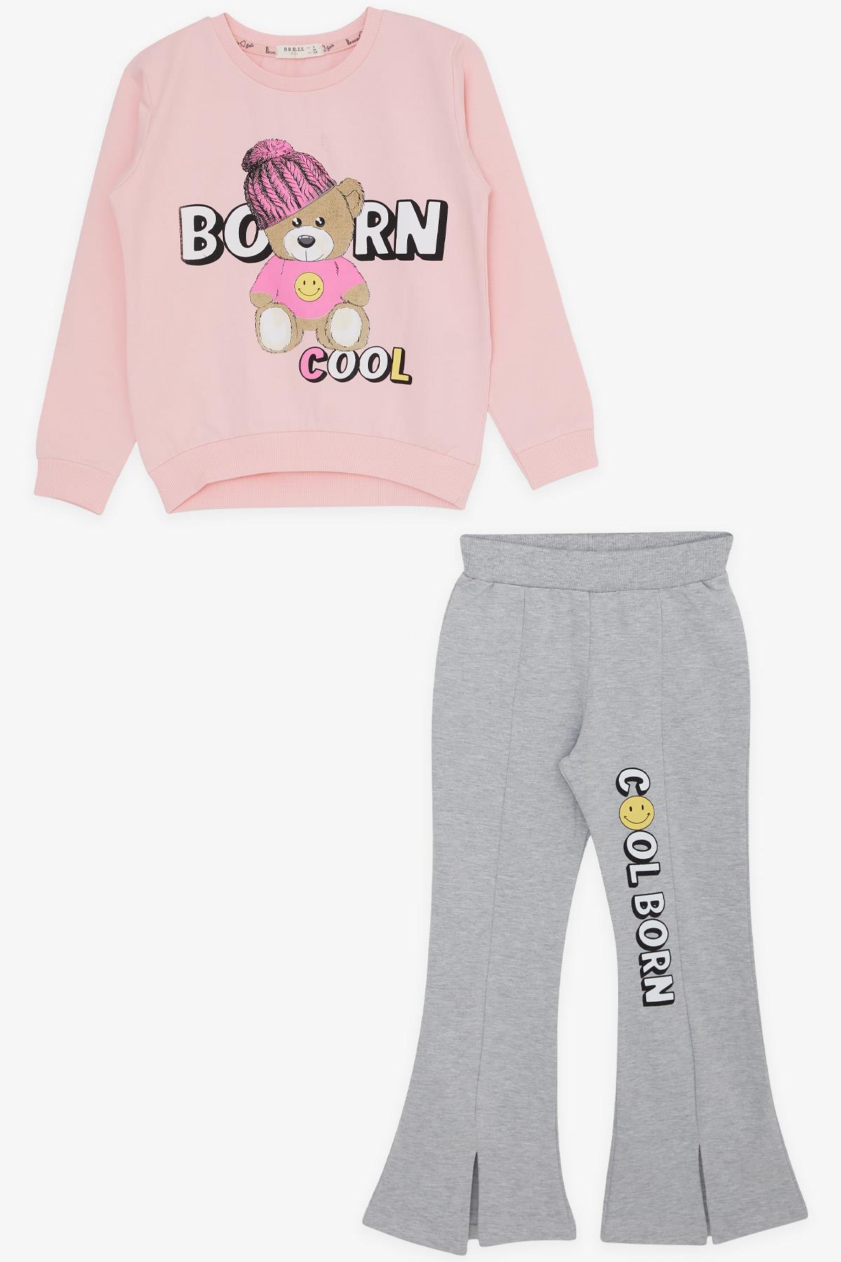Breeze Kız Çocuk Pantolonlu Takım Havalı Şapkalı Aycık Baskılı Pembe (5-10 Yaş)