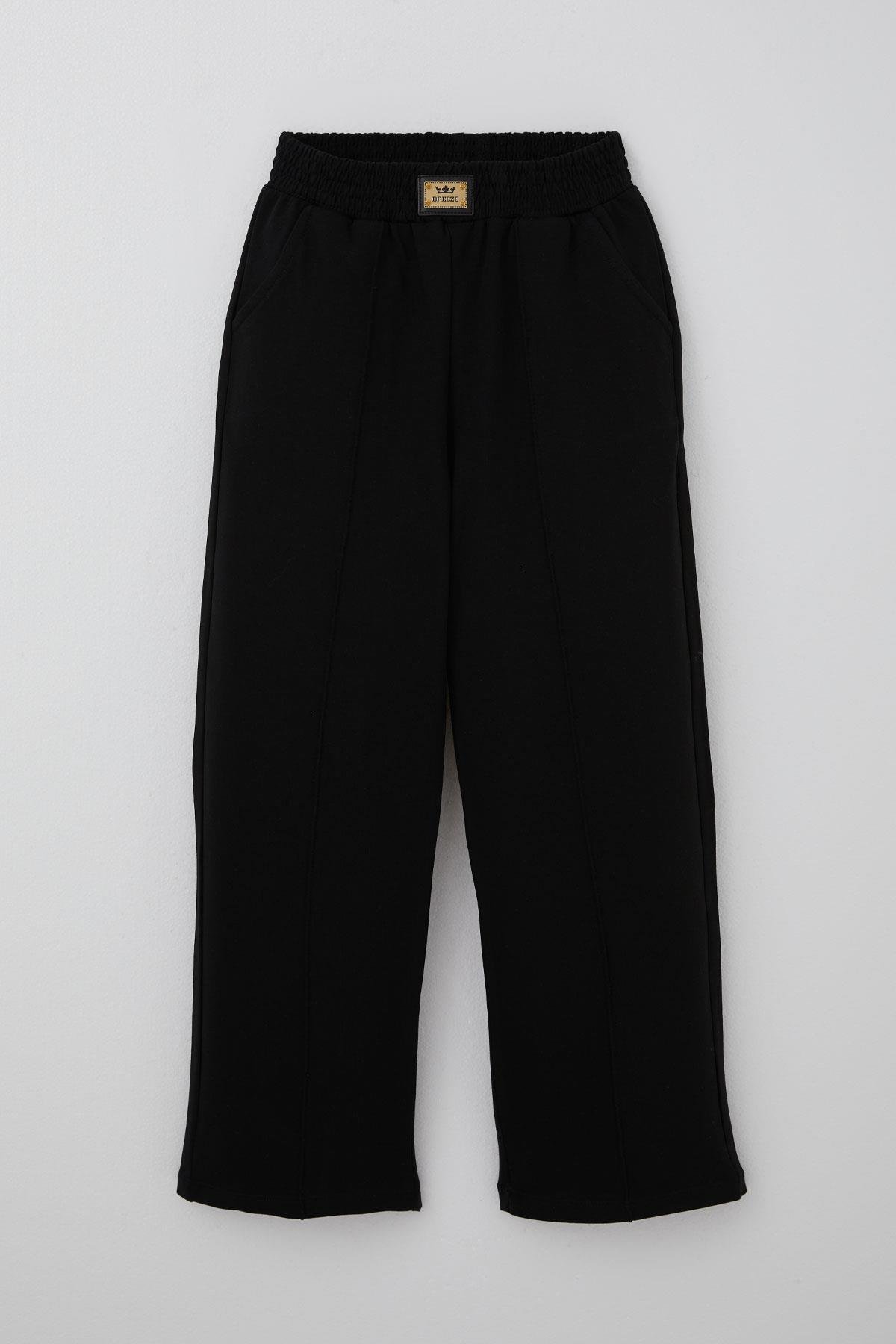 Breeze Kız Çocuk Pantolonlu Takım Parmak Detaylı Siyah (8-14 Yaş)