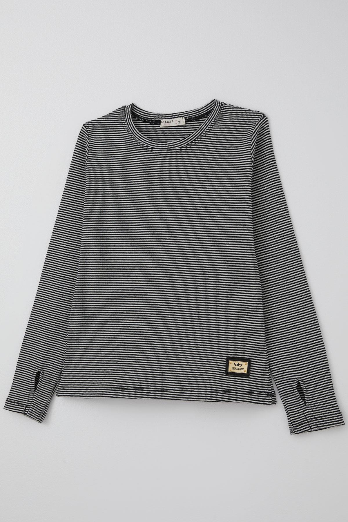 Breeze Kız Çocuk Pantolonlu Takım Parmak Detaylı Siyah (8-14 Yaş)