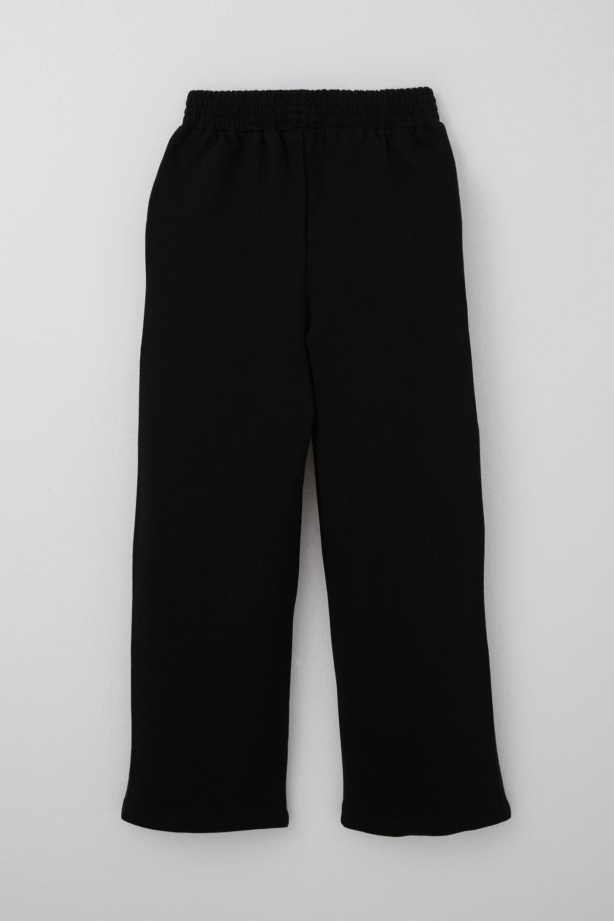 Breeze Kız Çocuk Pantolonlu Takım Parmak Detaylı Siyah (8-14 Yaş)