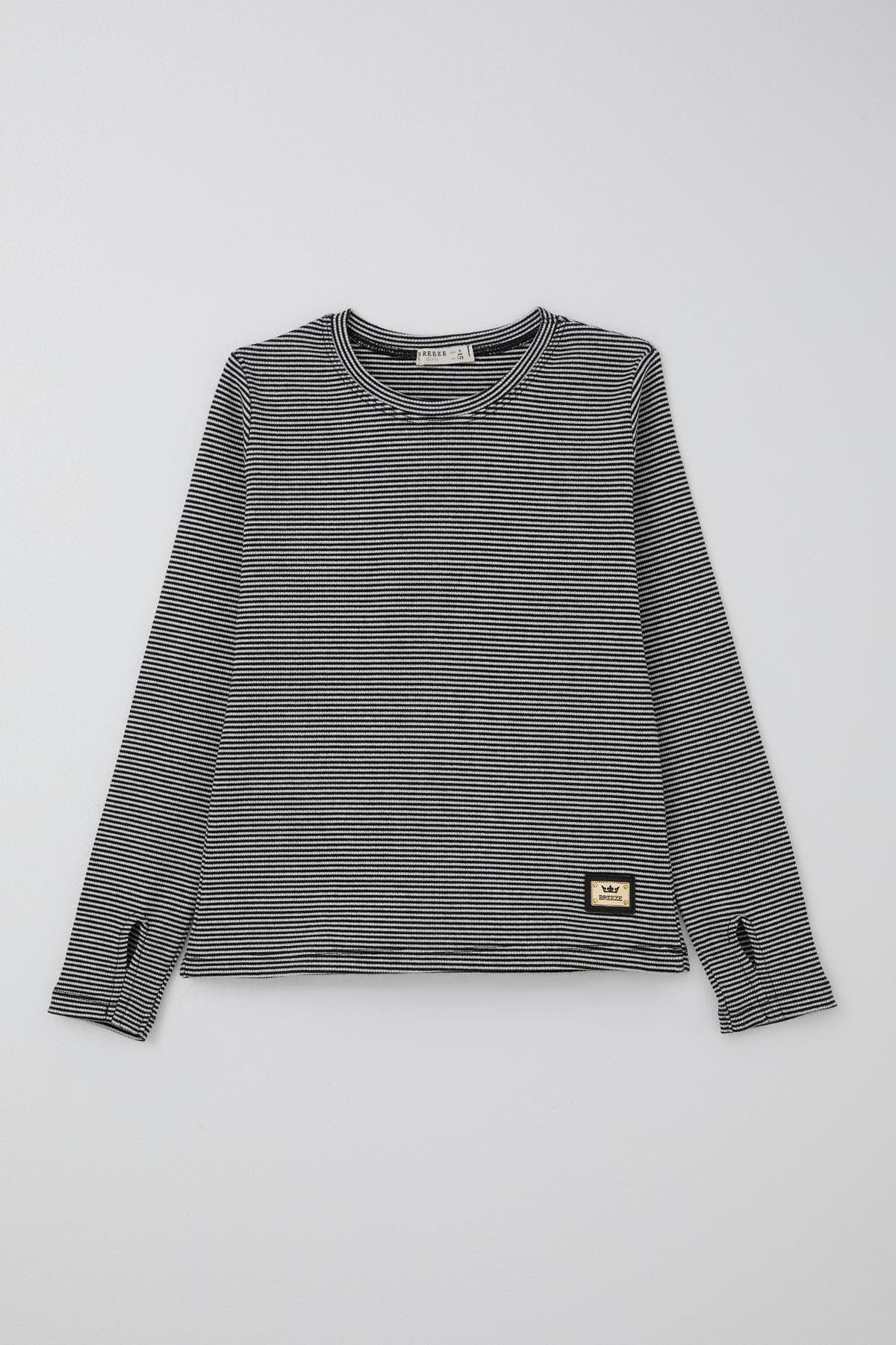 Breeze Kız Çocuk Pantolonlu Takım Parmak Detaylı Siyah (8-14 Yaş)