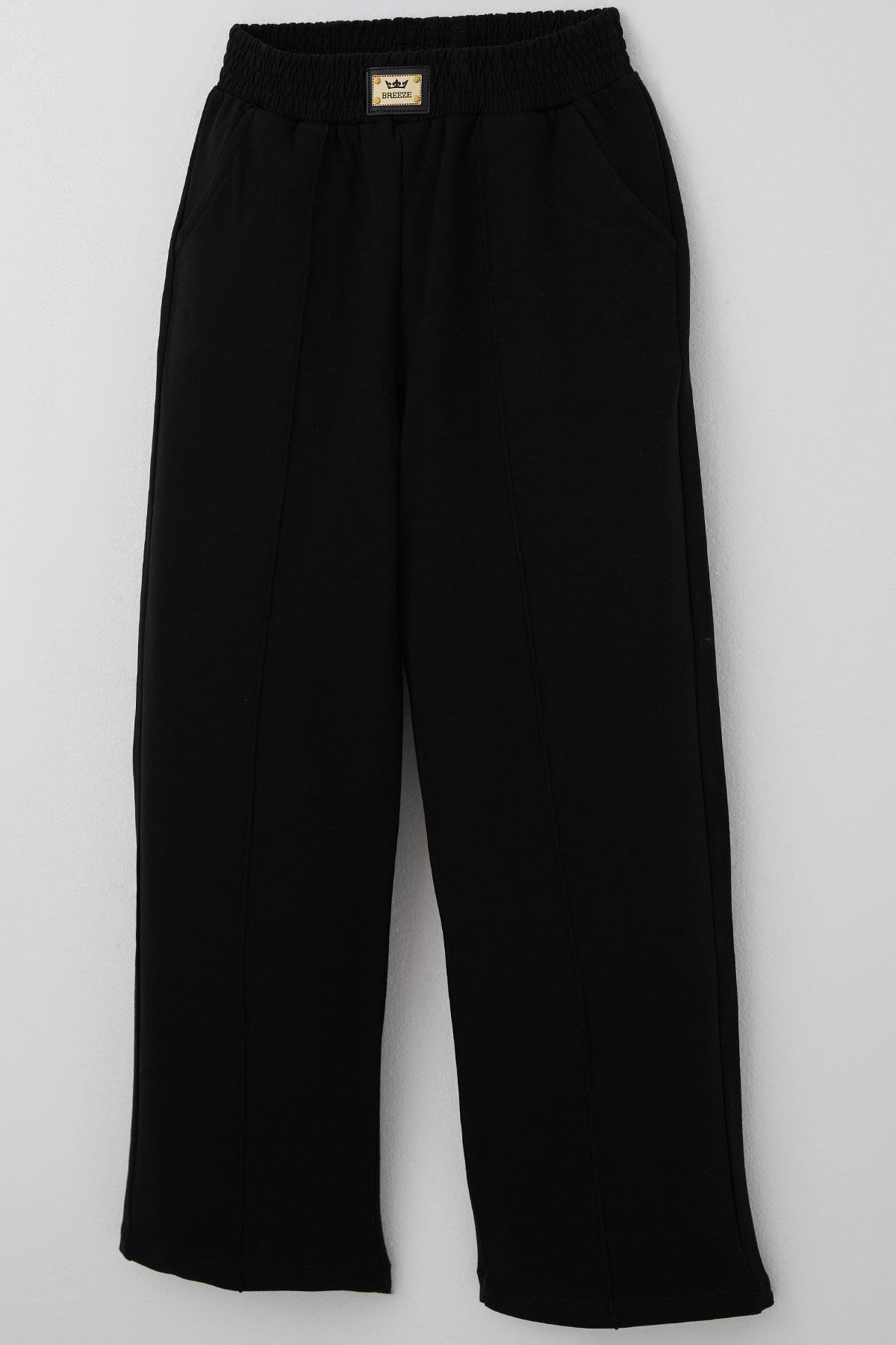 Breeze Kız Çocuk Pantolonlu Takım Parmak Detaylı Siyah (8-14 Yaş)