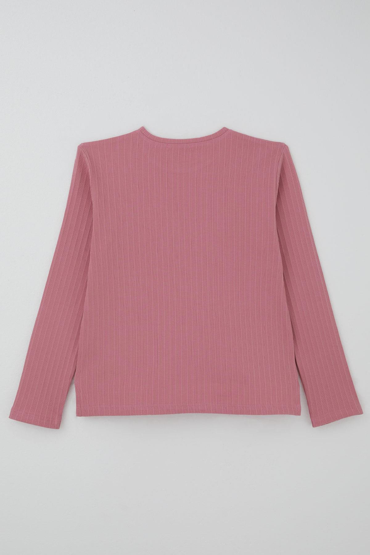 Breeze Kız Çocuk Pantolonlu Takım Yazı Nakışlı Fiyonk Detaylı Gülkurusu (4-8 Yaş)