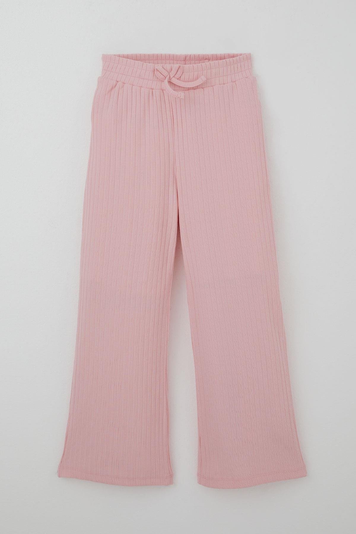 Breeze Kız Çocuk Pantolonlu Takım Yazı Nakışlı Fiyonk Detaylı Pembe (4-8 Yaş)