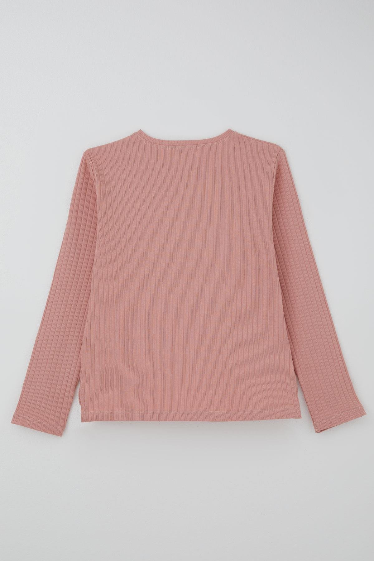 Breeze Kız Çocuk Pantolonlu Takım Yazı Nakışlı Fiyonk Detaylı Gülkurusu (4-8 Yaş)