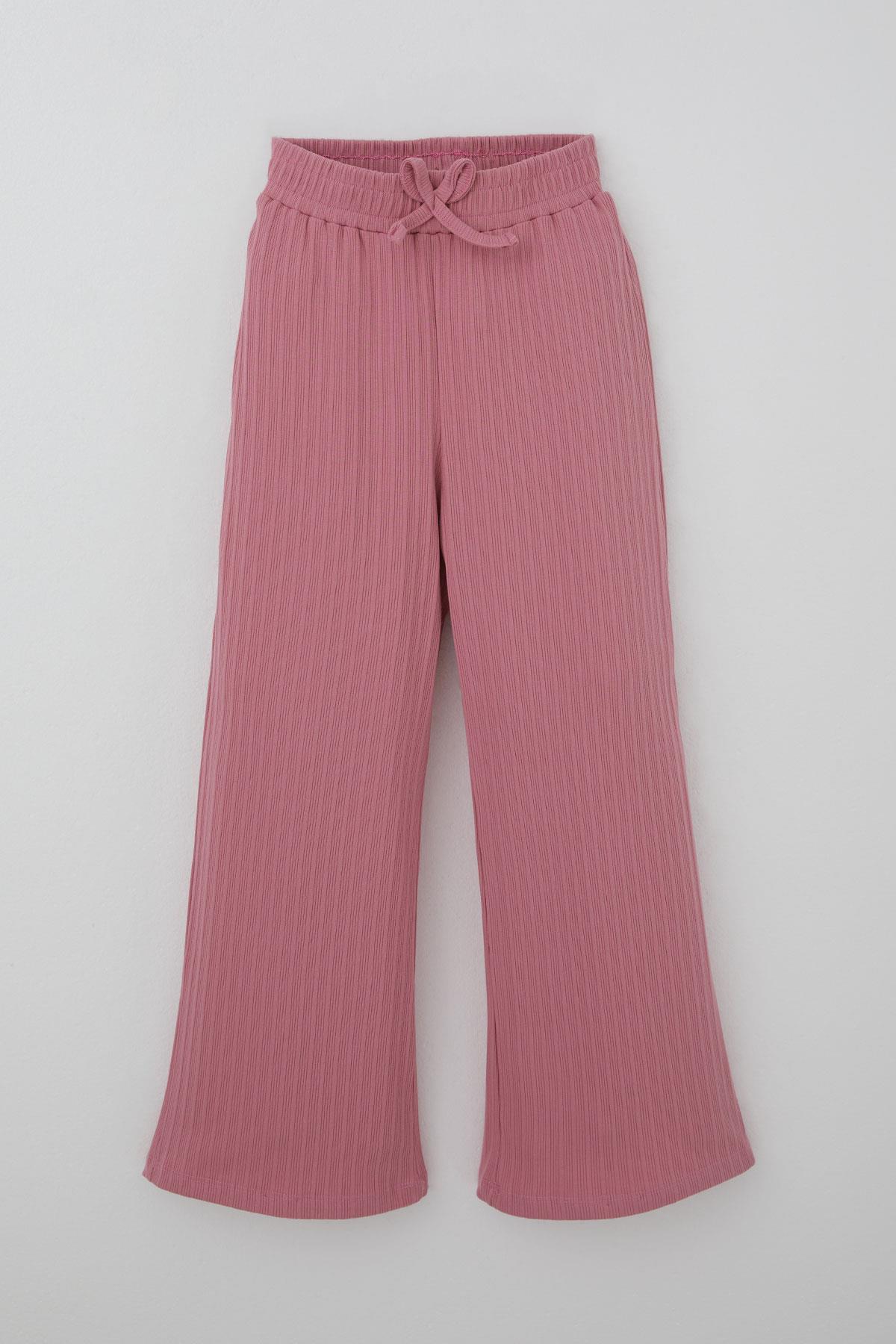 Breeze Kız Çocuk Pantolonlu Takım Yazı Nakışlı Fiyonk Detaylı Gülkurusu (4-8 Yaş)