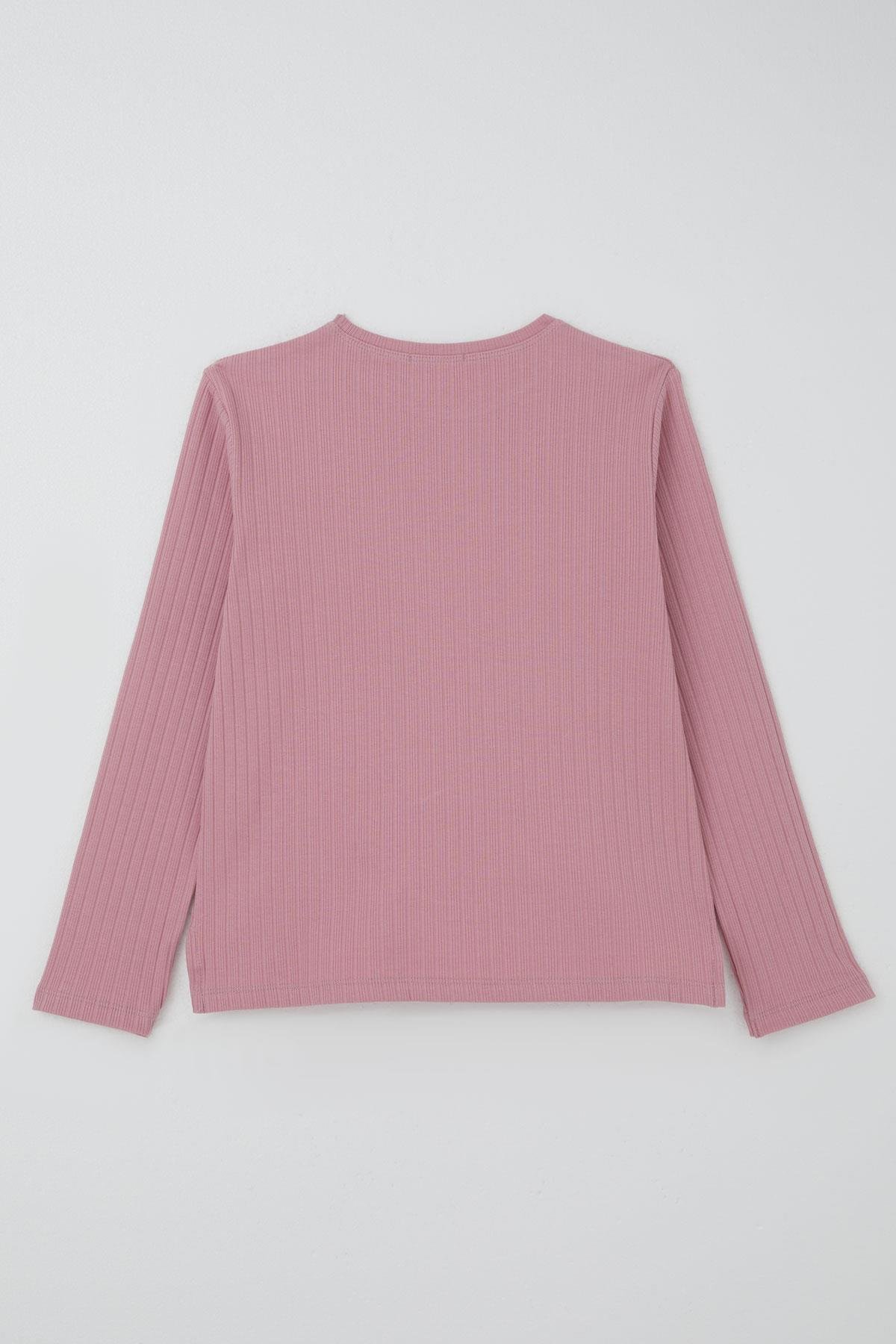 Breeze Kız Çocuk Pantolonlu Takım Yazı Nakışlı Fiyonk Detaylı Gülkurusu (4-8 Yaş)