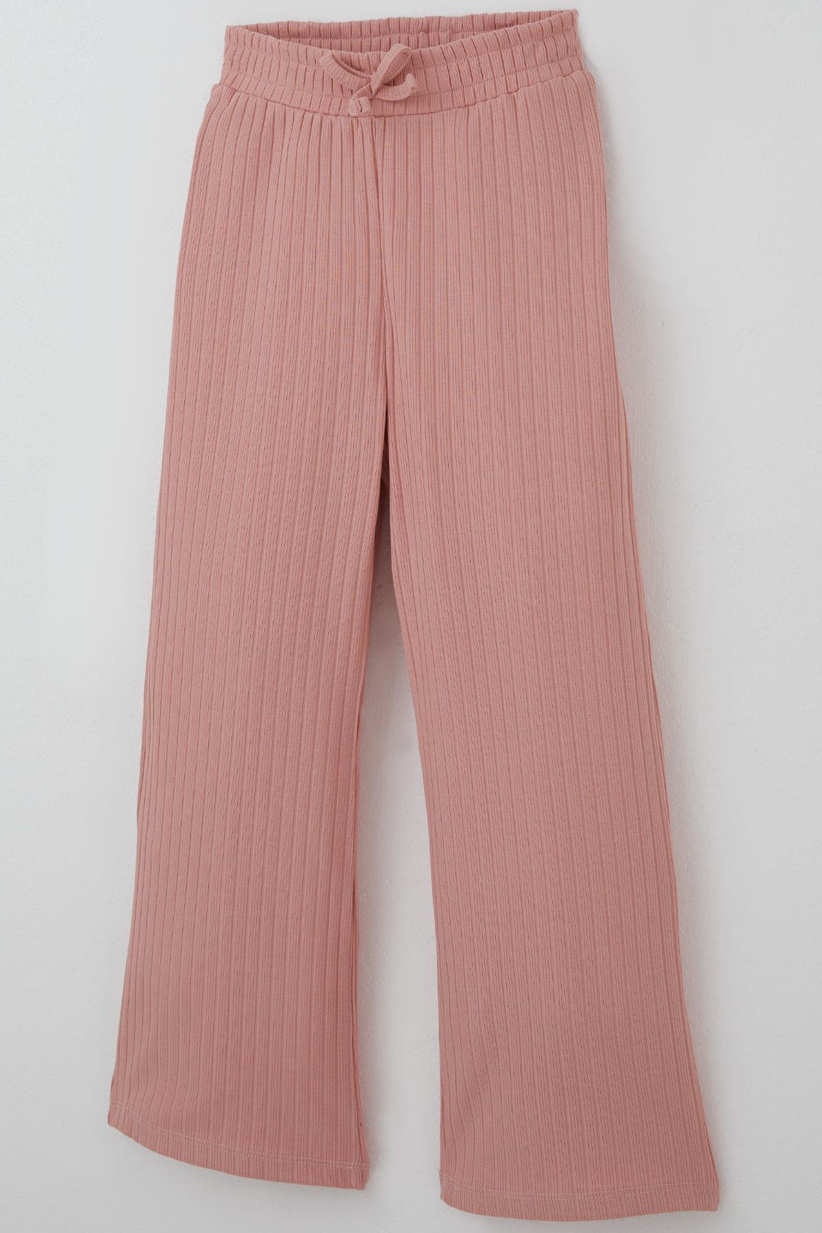 Breeze Kız Çocuk Pantolonlu Takım Yazı & Kalp Nakışlı Pantolonu Fiyonk Aksesuarlı Gülkurusu (4-8 Yaş)