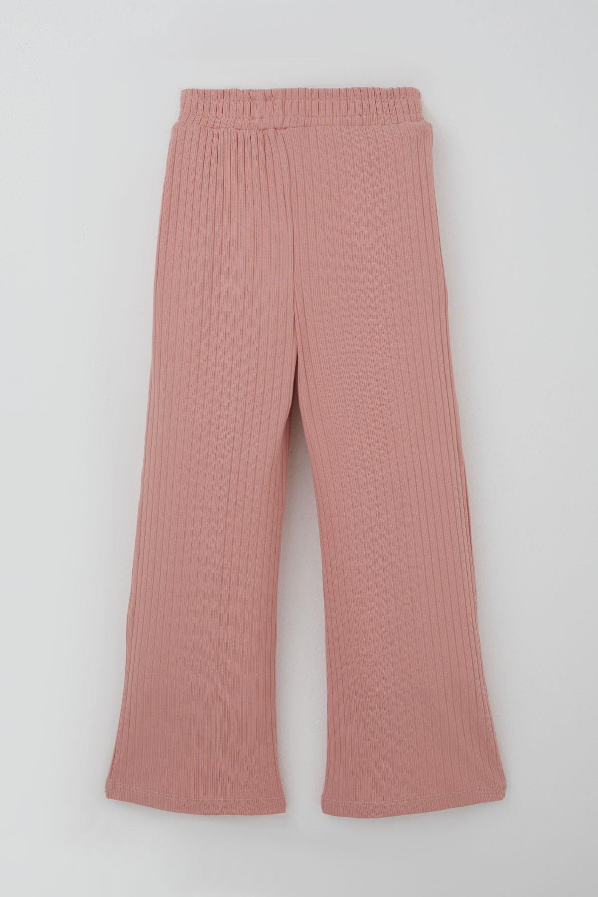 Breeze Kız Çocuk Pantolonlu Takım Yazı & Kalp Nakışlı Pantolonu Fiyonk Aksesuarlı Gülkurusu (4-8 Yaş)