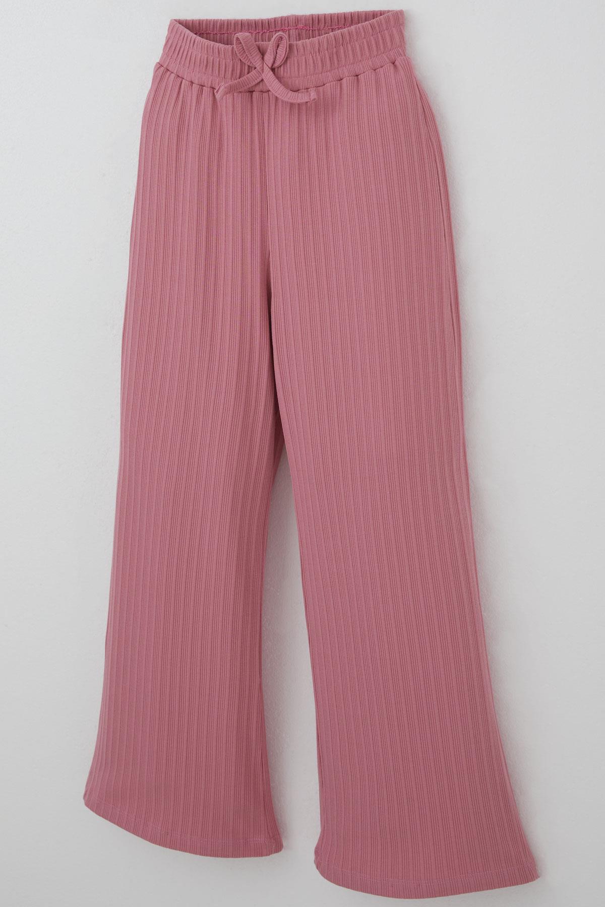 Breeze Kız Çocuk Pantolonlu Takım Yazı Nakışlı Fiyonk Detaylı Gülkurusu (4-8 Yaş)