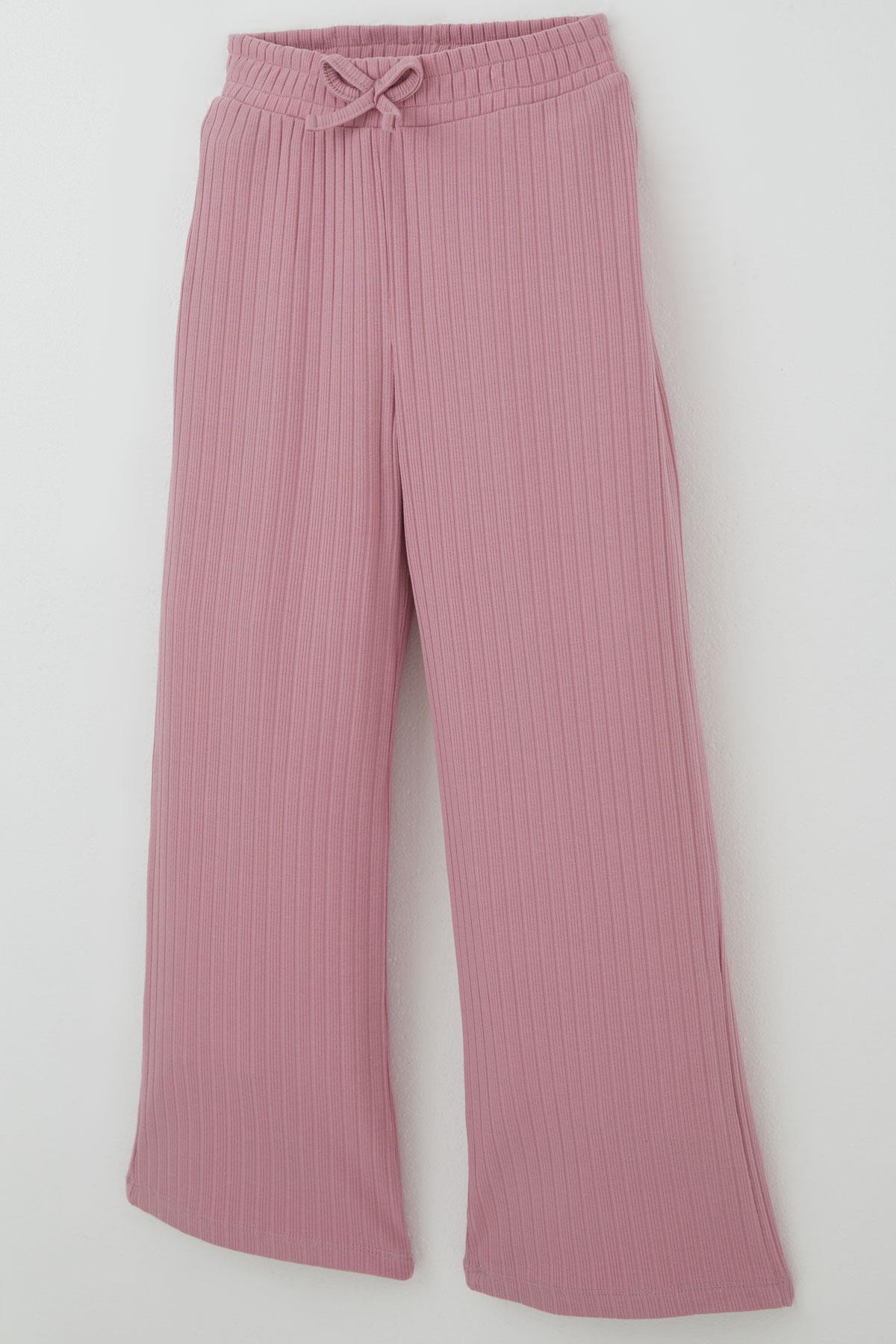 Breeze Kız Çocuk Pantolonlu Takım Yazı & Kalp Nakışlı Pantolonu Fiyonk Aksesuarlı Gülkurusu (4-8 Yaş)