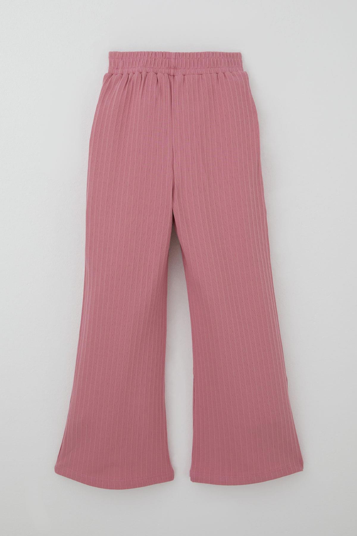 Breeze Kız Çocuk Pantolonlu Takım Yazı Nakışlı Fiyonk Detaylı Gülkurusu (4-8 Yaş)