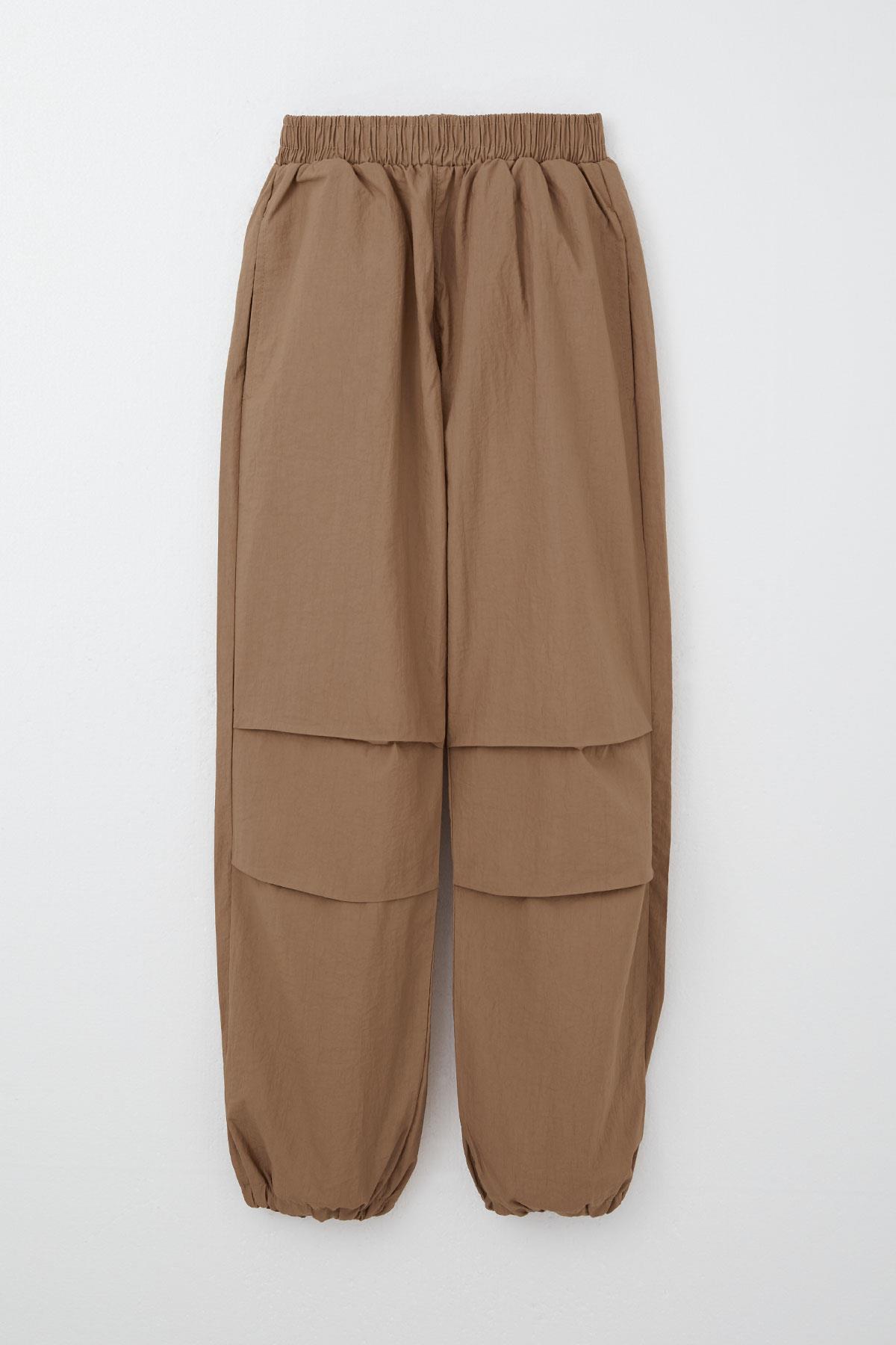 Breeze Kız Çocuk Paraşüt Jogger Paça Pantolon Kahverengi (6-12 Yaş)