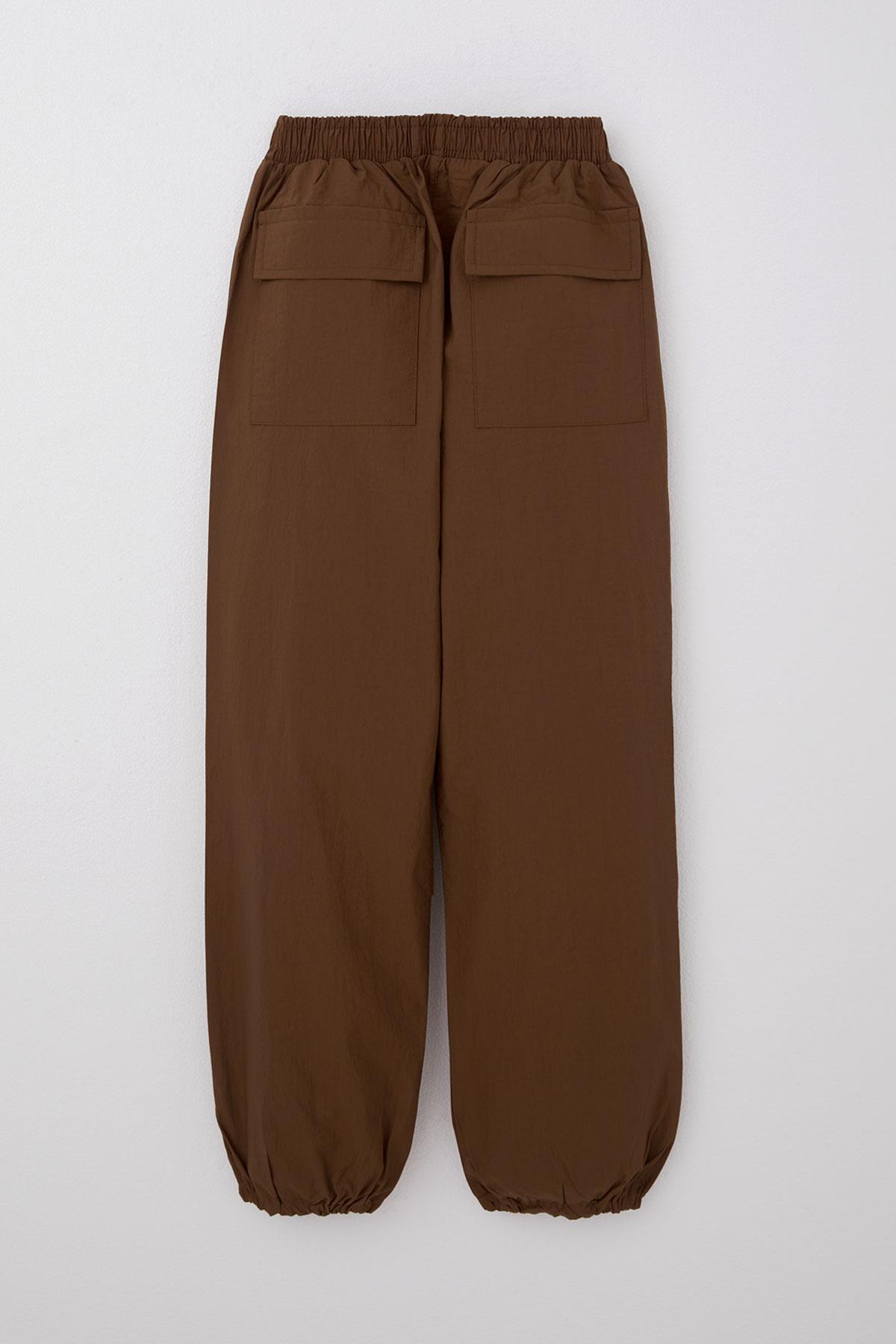 Breeze Kız Çocuk Paraşüt Jogger Paça Pantolon Koyu Kahve (6-10 Yaş)