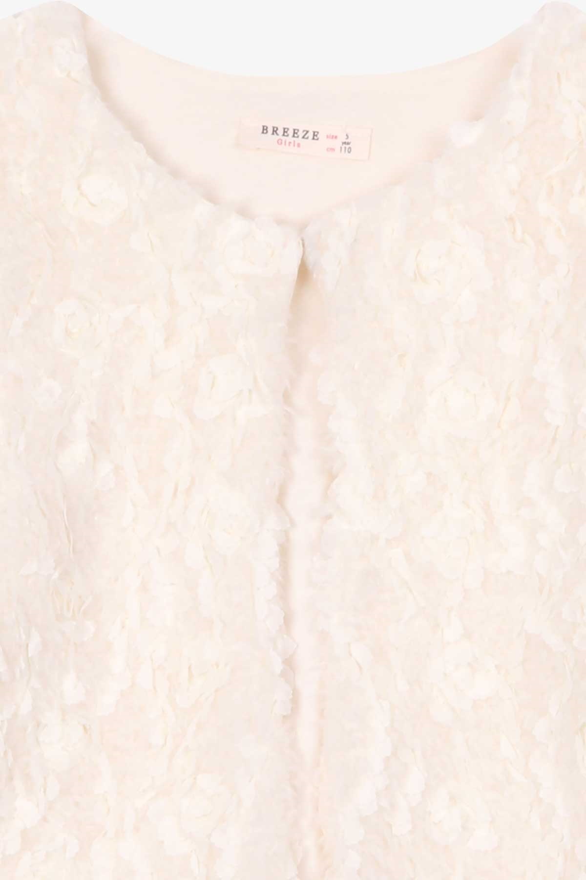 Breeze Kız Çocuk Peluş Ceket Çiçek Nakışlı Ekru (8 Yaş)