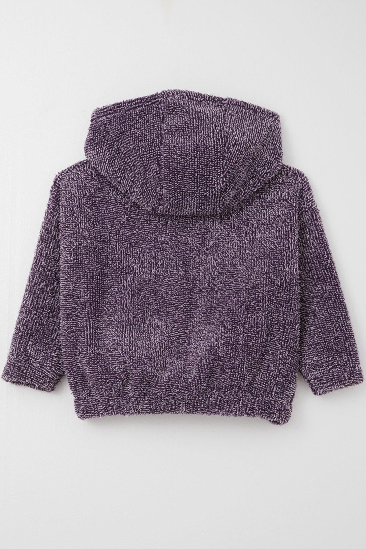 Breeze Kız Çocuk Peluş Hırka Kapüşonlu Fermuarlı Mor (3-7 Yaş)