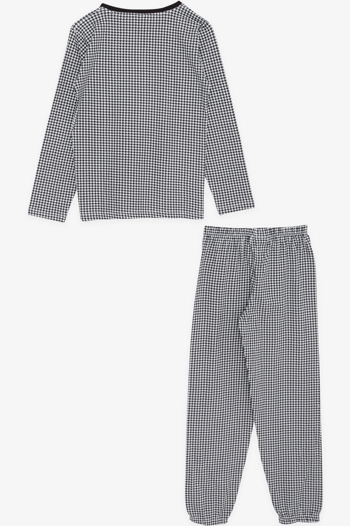Breeze Kız Çocuk Pijama Kazayağı Desenli Siyah (9-12 Yaş)
