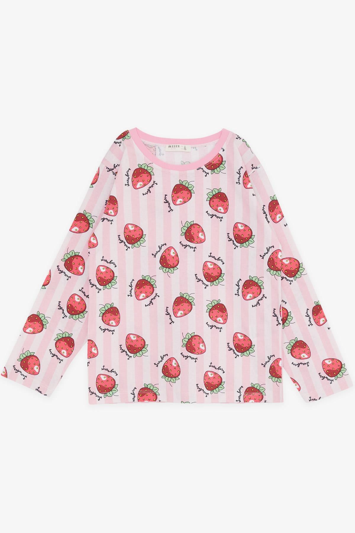 Breeze Kız Çocuk Pijama Taıkımı Çilek Desenli Pembe (4-8 Yaş)