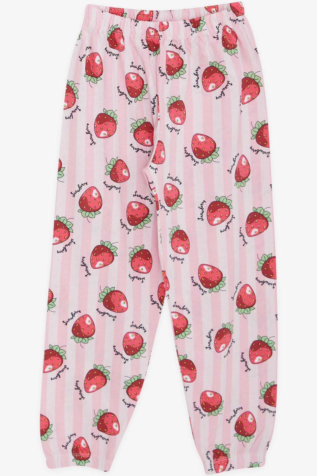 Breeze Kız Çocuk Pijama Taıkımı Çilek Desenli Pembe (4-8 Yaş)