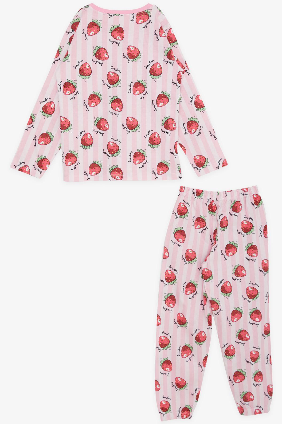 Breeze Kız Çocuk Pijama Taıkımı Çilek Desenli Pembe (4-8 Yaş)