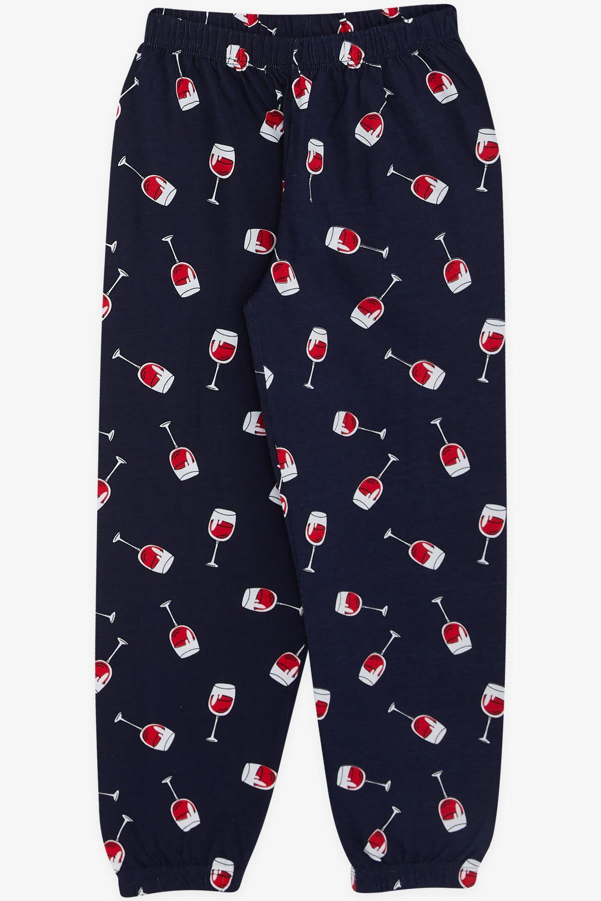 Breeze Kız Çocuk Pijama Taıkımı Kadeh Desenli Lacivert (4-8 Yaş)