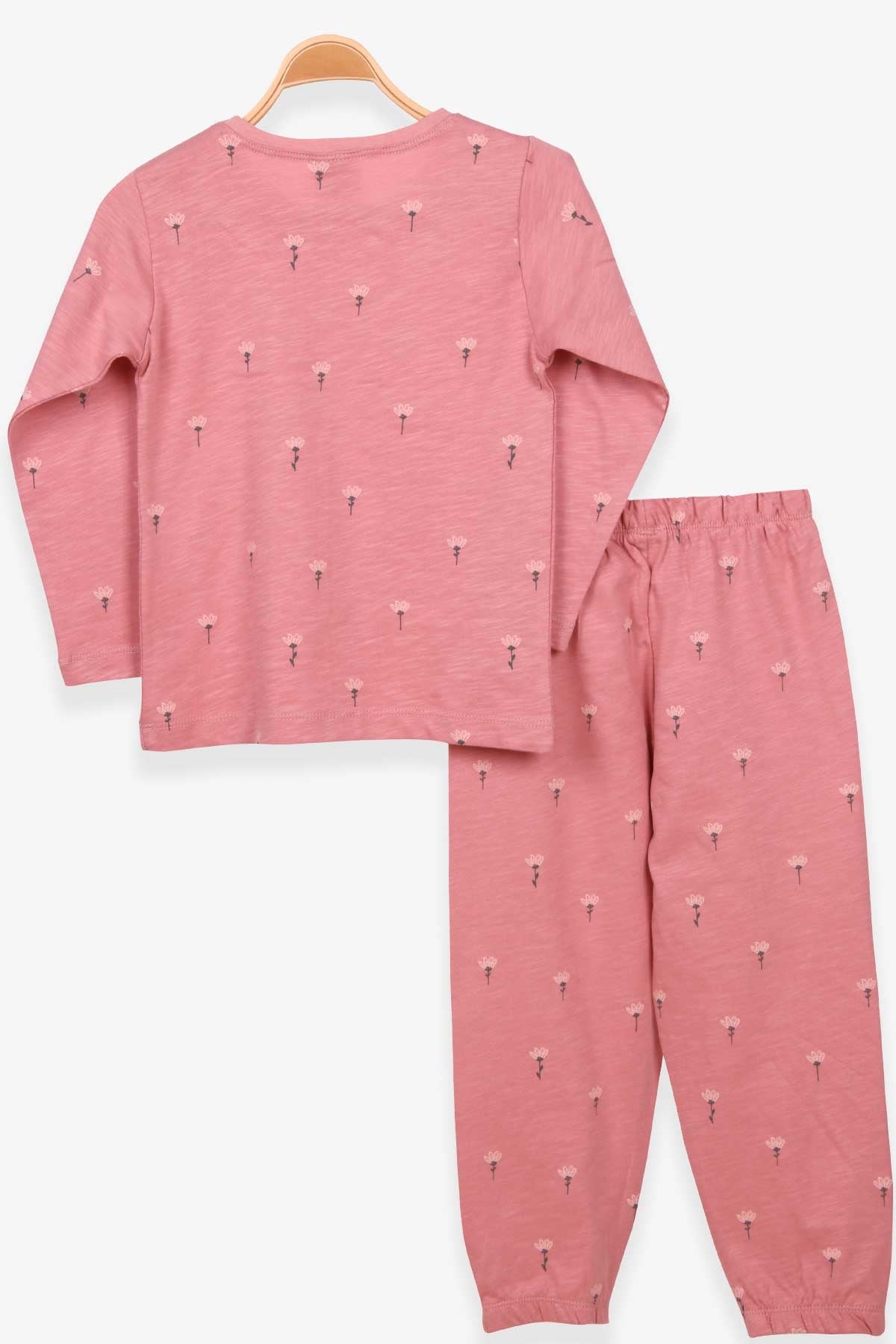 Breeze Kız Çocuk Pijama Takım Çiçek Desenli Gülkurusu (4-8 Yaş)