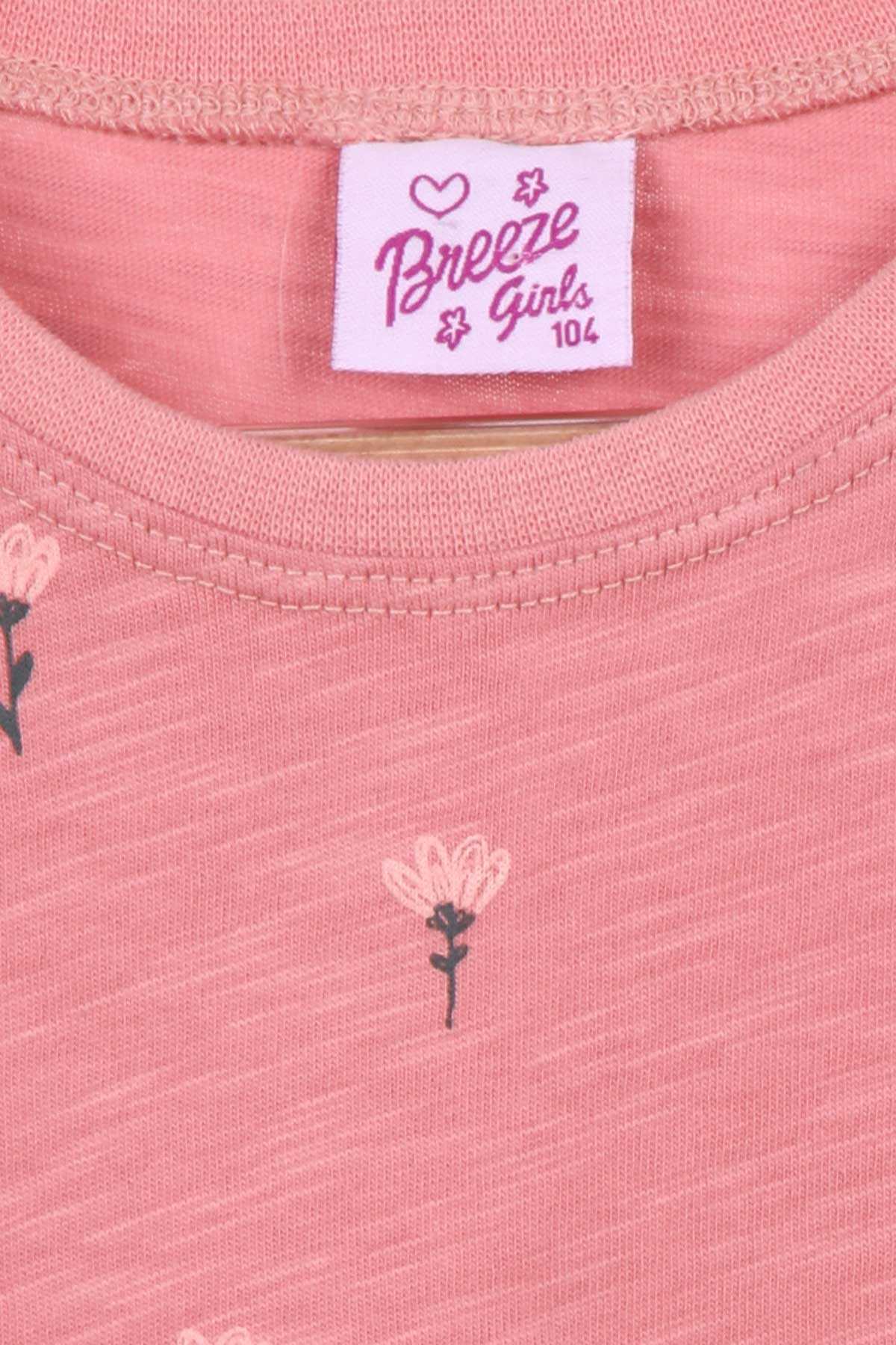 Breeze Kız Çocuk Pijama Takım Çiçek Desenli Gülkurusu (4-8 Yaş)