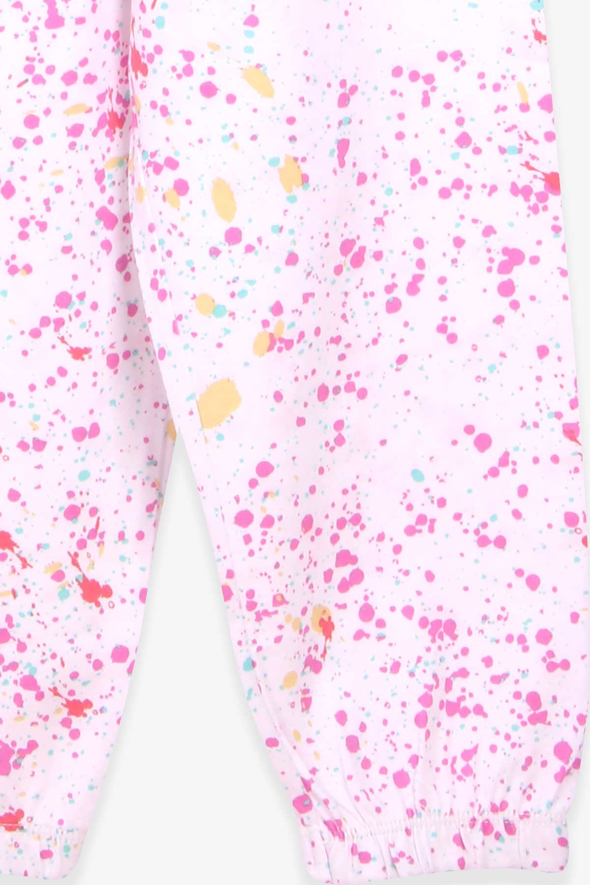 Breeze Kız Çocuk Pijama Takım Püskürtme Desenli Beyaz (4-8 Yaş)