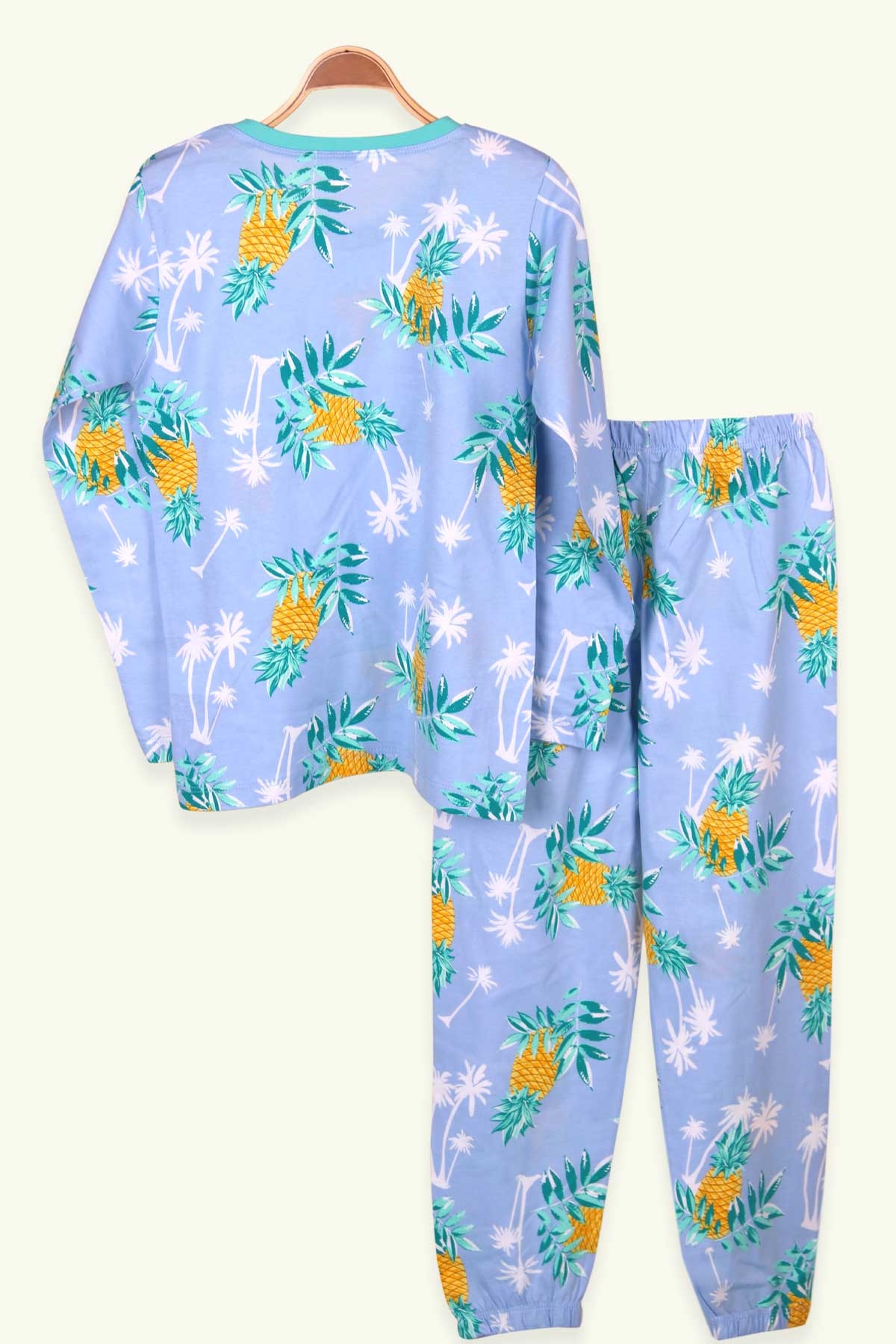 Breeze Kız Çocuk Pijama Takımı Ananas Desenli Buz Mavisi (9-12 Yaş)