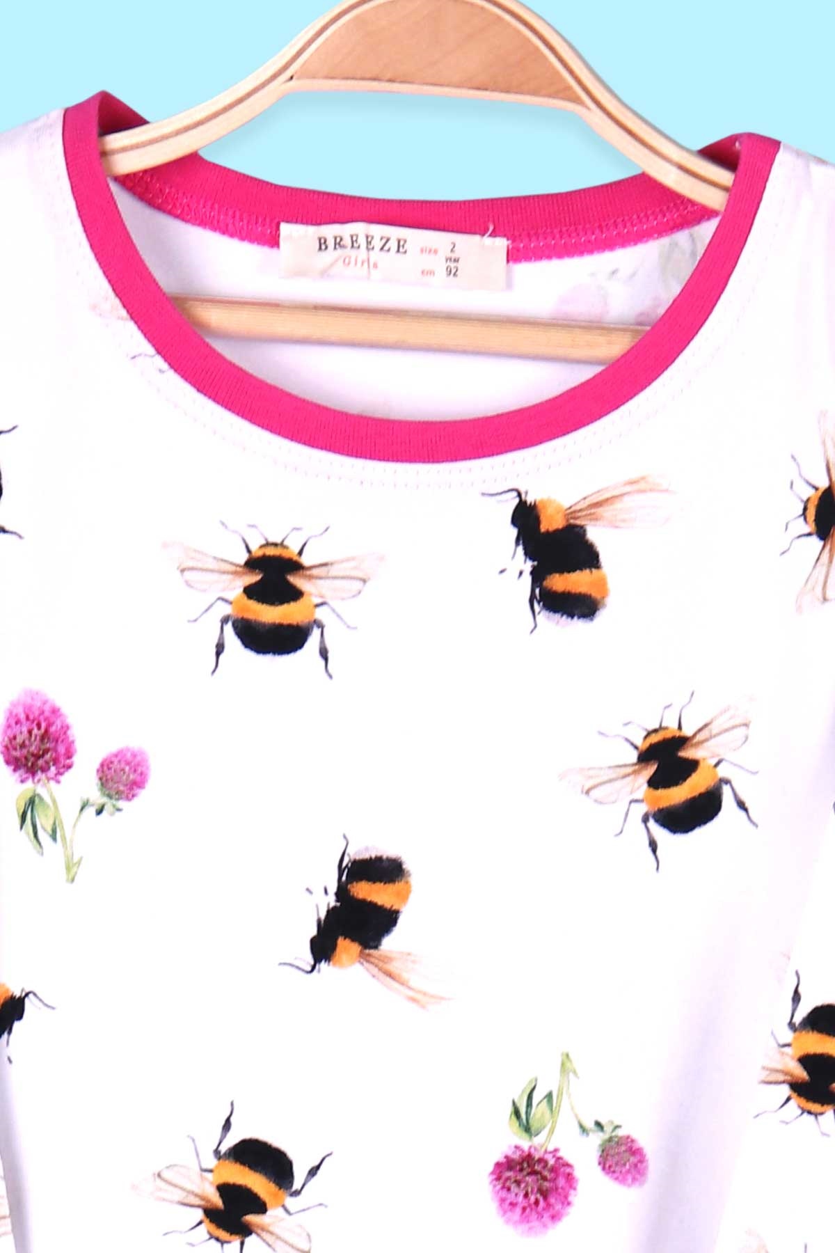 Breeze Kız Çocuk Pijama Takımı Arı Desenli Ekru (2-6 Yaş)