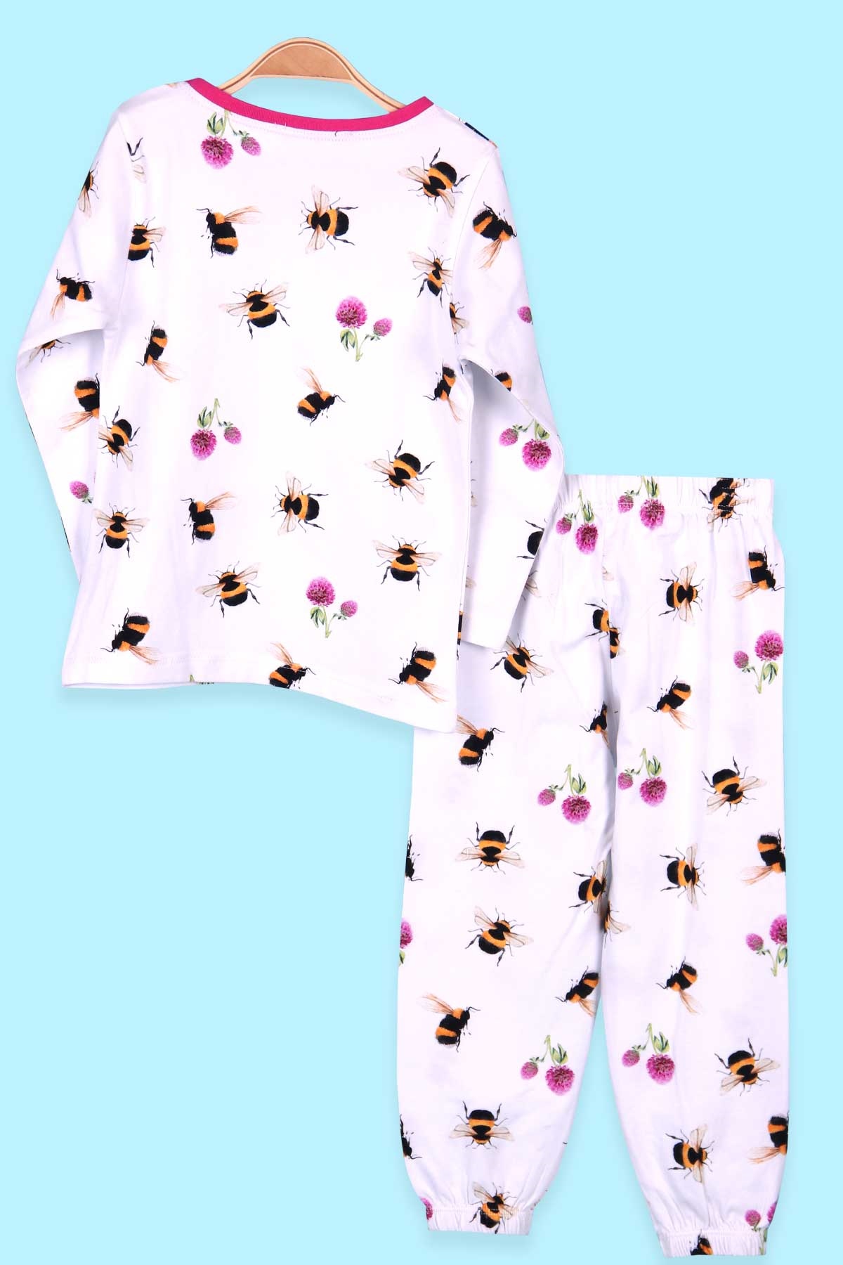 Breeze Kız Çocuk Pijama Takımı Arı Desenli Ekru (2-6 Yaş)