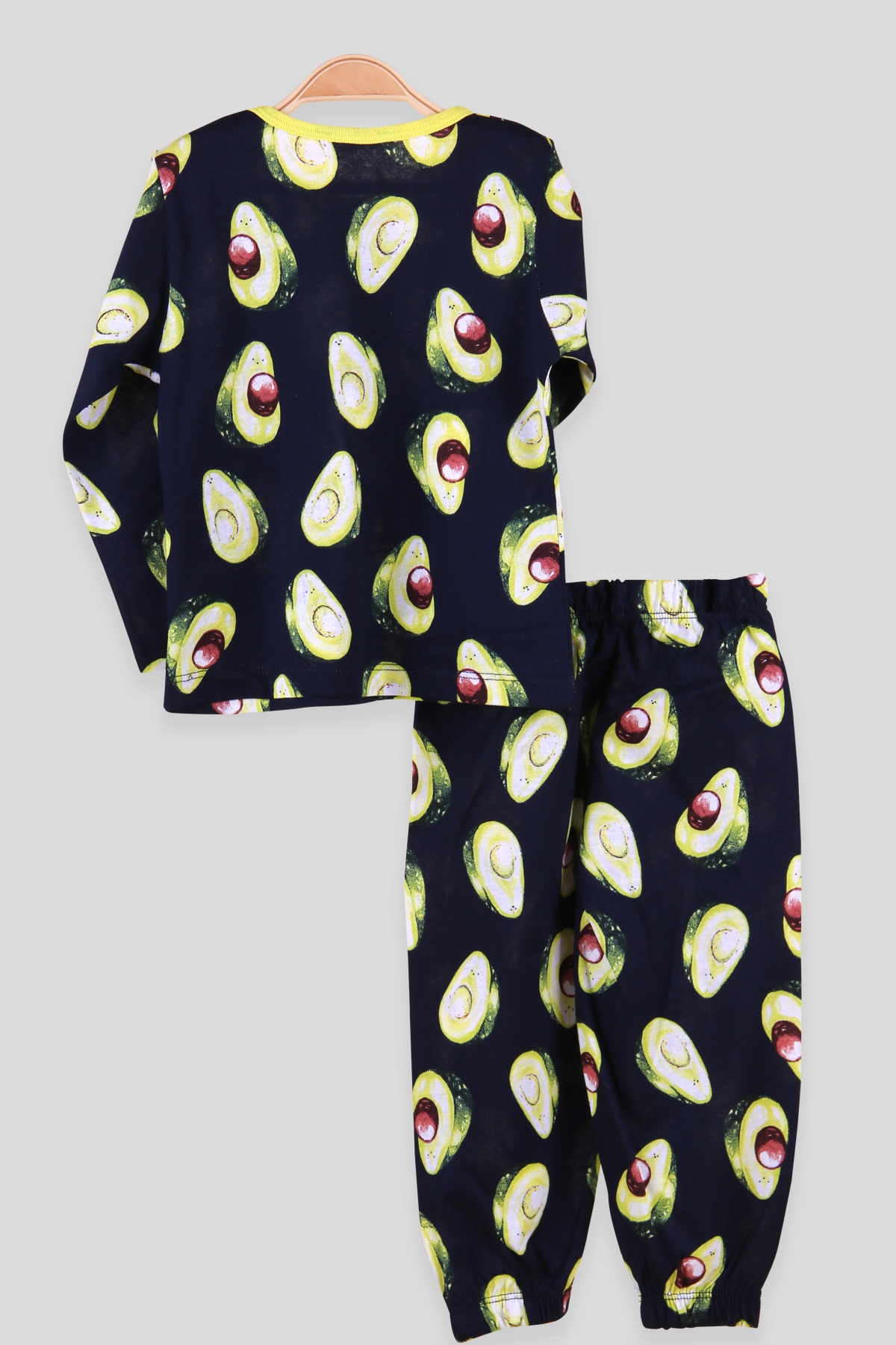 Breeze Kız Çocuk Pijama Takımı Avakado Desenli Lacivert (2-6 Yaş)