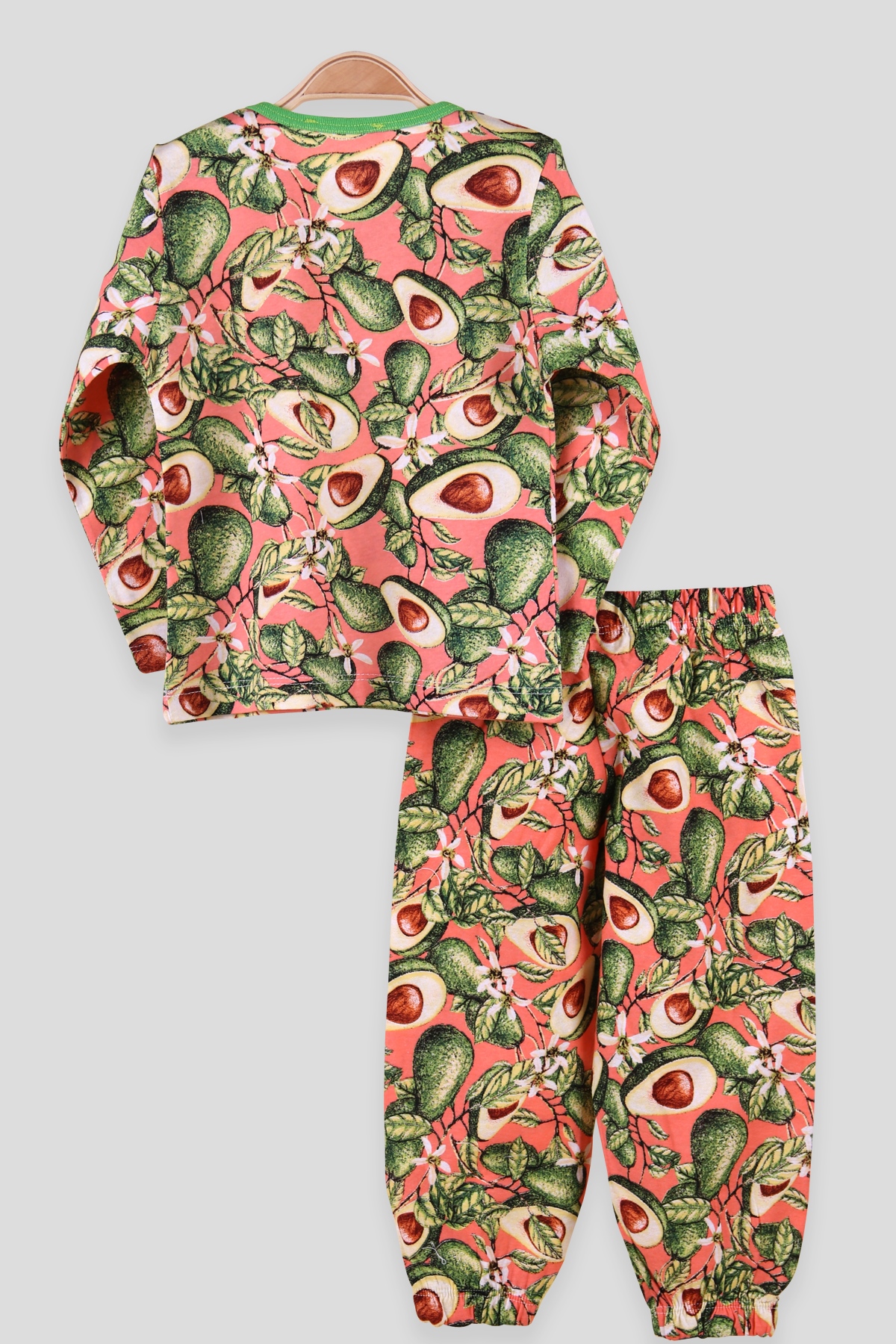 Breeze Kız Çocuk Pijama Takımı Avakado Desenli Somon (2-6 Yaş)