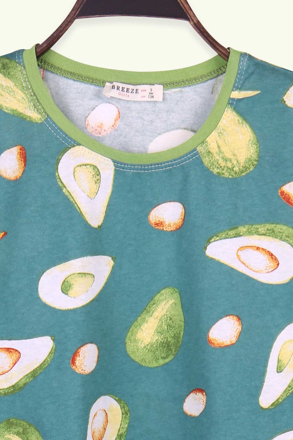 Breeze Kız Çocuk Pijama Takımı Avokado Desenli Yeşil (9-14 Yaş)