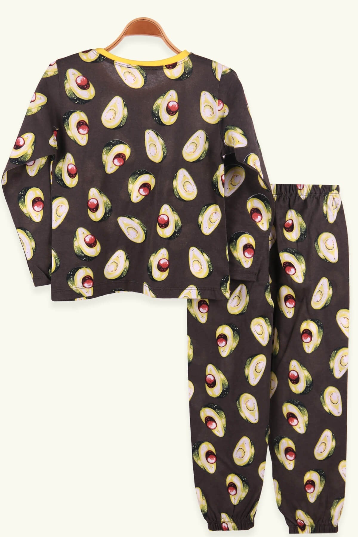 Breeze Kız Çocuk Pijama Takımı Avokado Desenli Haki Yeşil (6-10 Yaş)