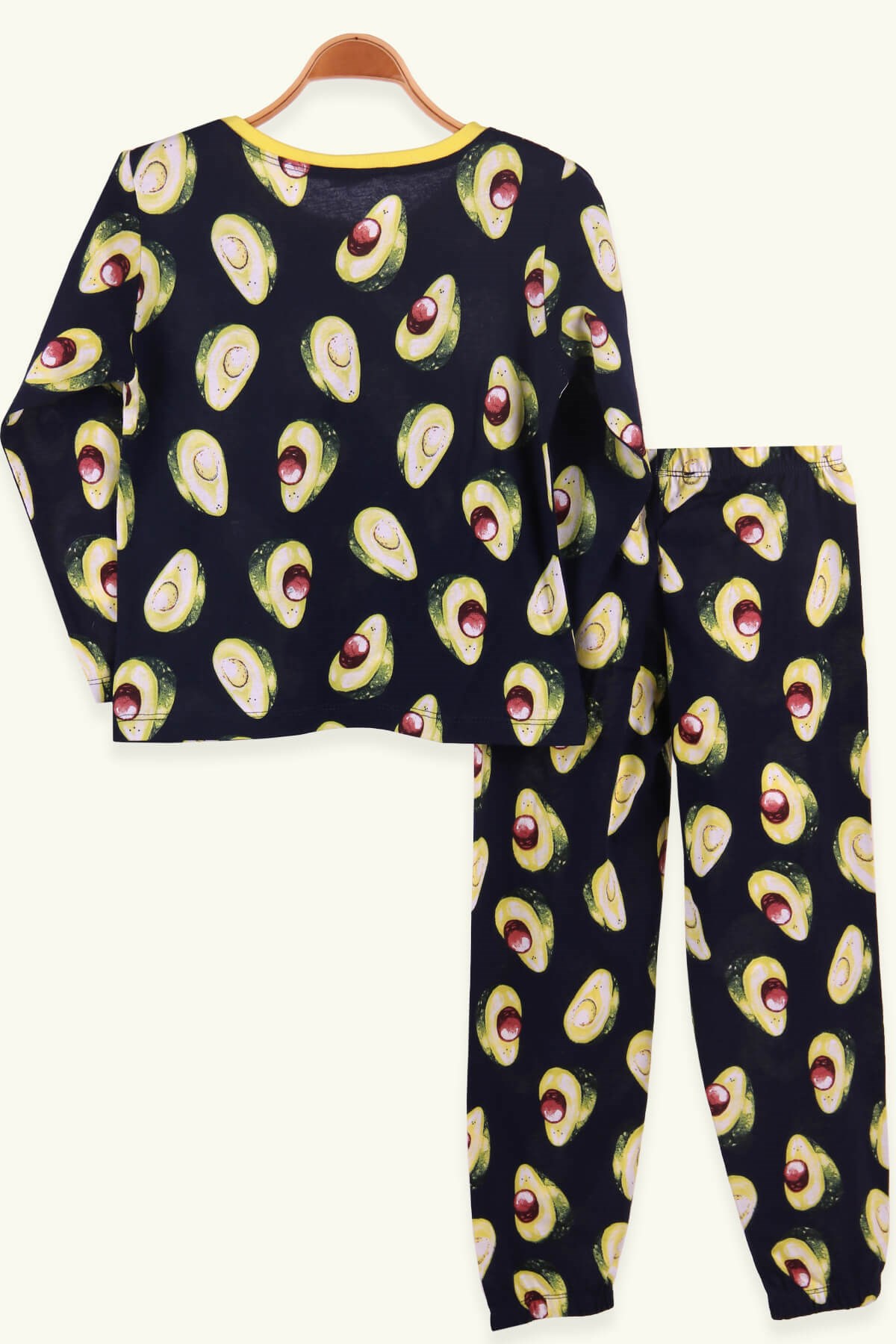 Breeze Kız Çocuk Pijama Takımı Avokado Desenli Lacivert (6-10 Yaş)