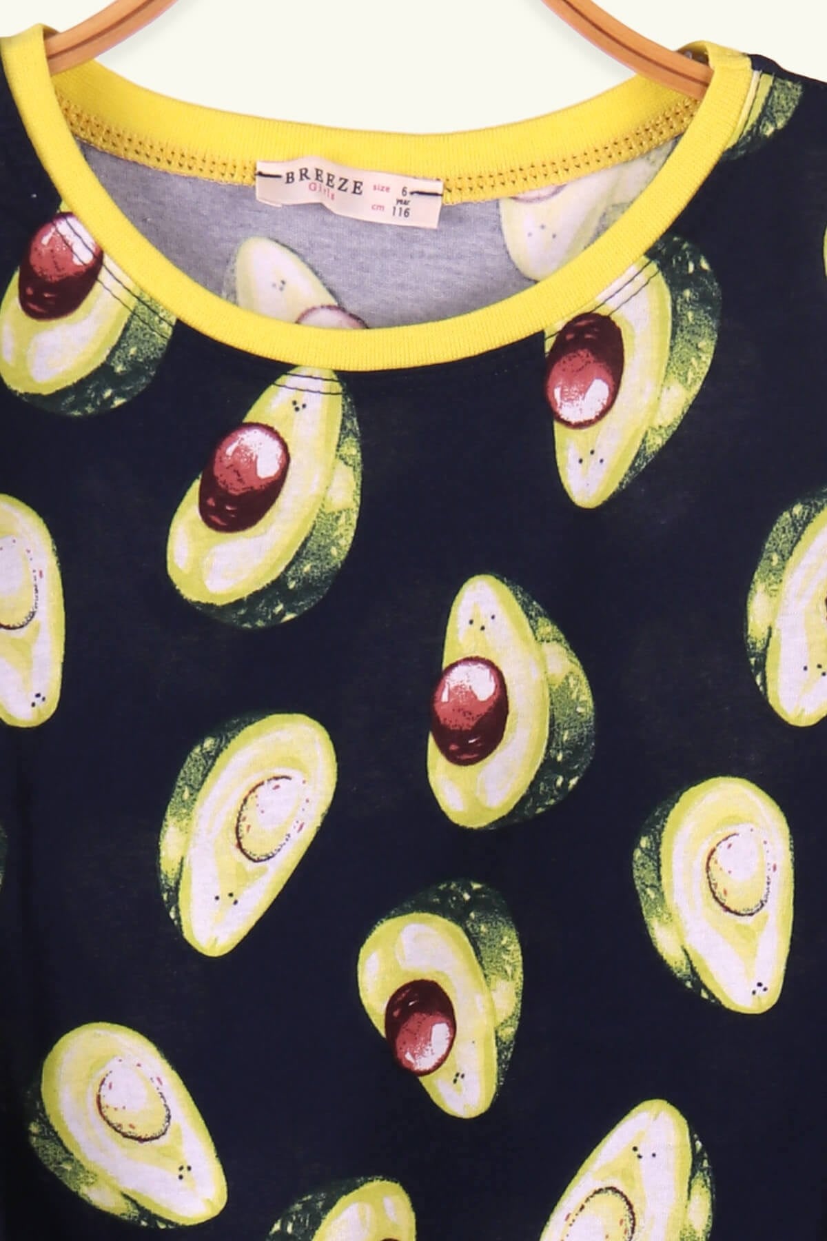 Breeze Kız Çocuk Pijama Takımı Avokado Desenli Lacivert (6-10 Yaş)
