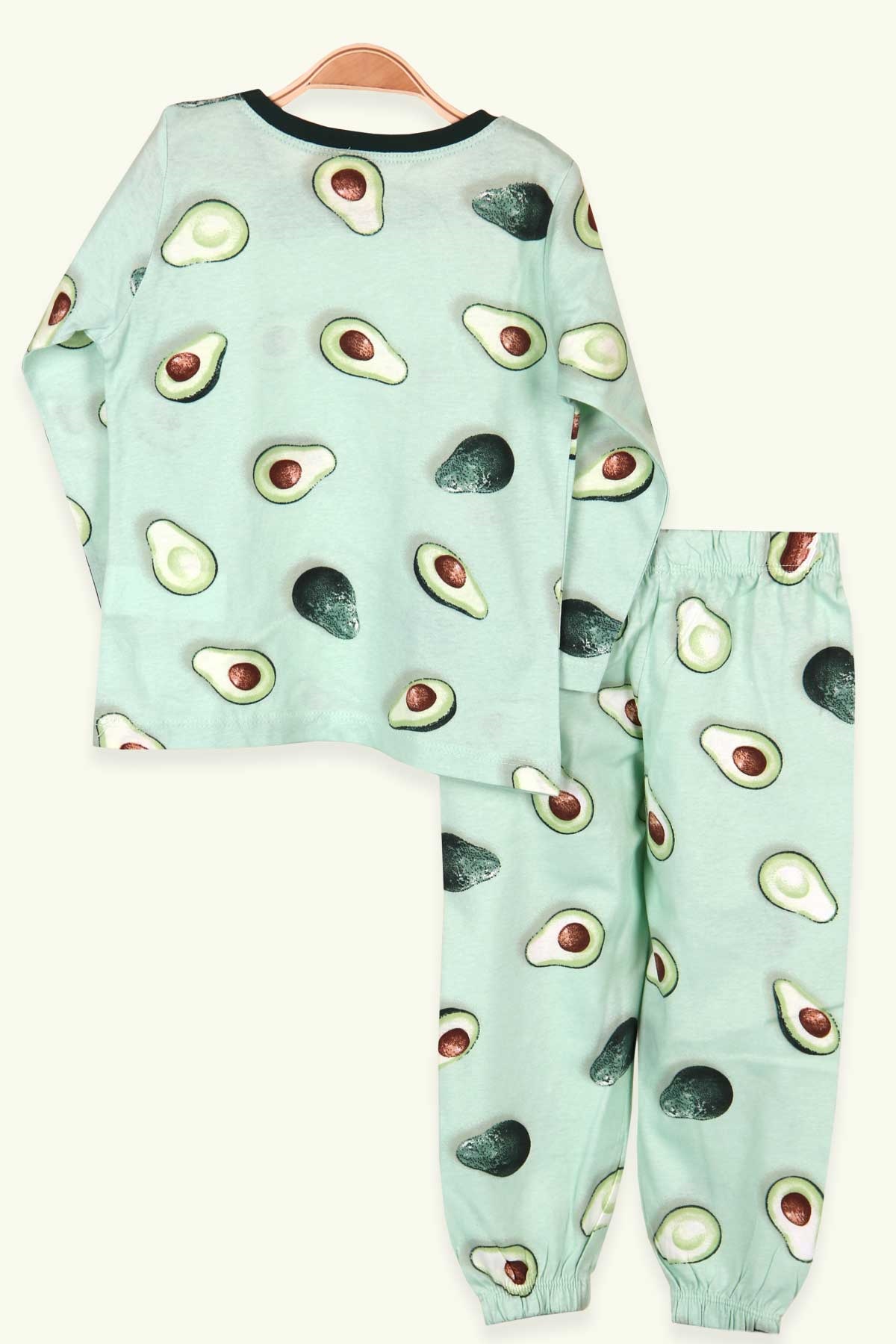 Breeze Kız Çocuk Pijama Takımı Avokado Desenli Yeşil (2-6 Yaş)