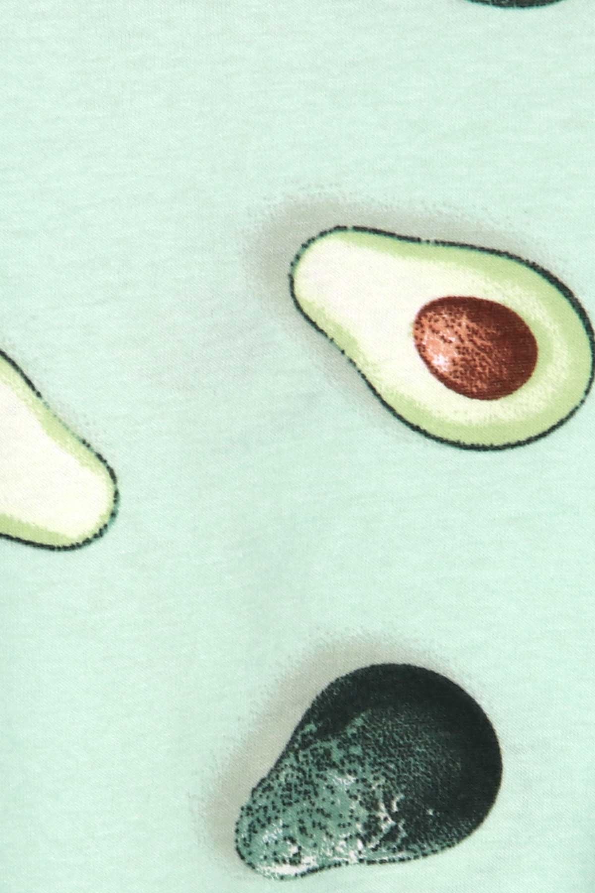 Breeze Kız Çocuk Pijama Takımı Avokado Desenli Yeşil (2-6 Yaş)