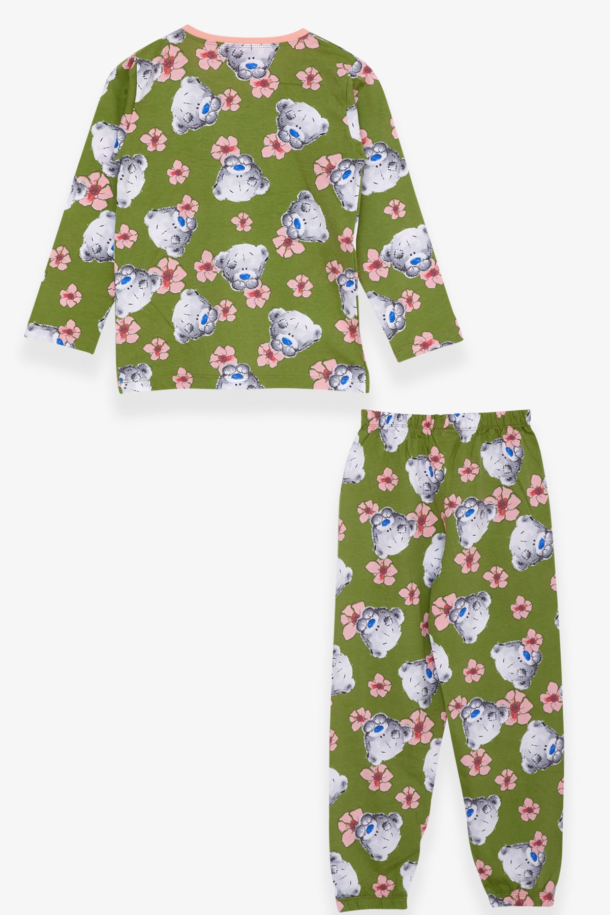 Breeze Kız Çocuk Pijama Takımı Ayıcık Desenli Yeşil (4-8 Yaş)