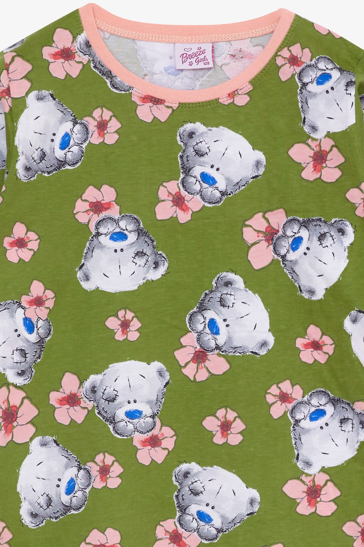 Breeze Kız Çocuk Pijama Takımı Ayıcık Desenli Yeşil (4-8 Yaş)