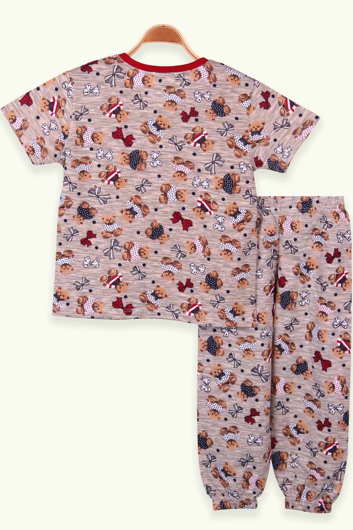 Breeze Kız Çocuk Pijama Takımı Ayıcıklı Kahverengi (4-8 Yaş)
