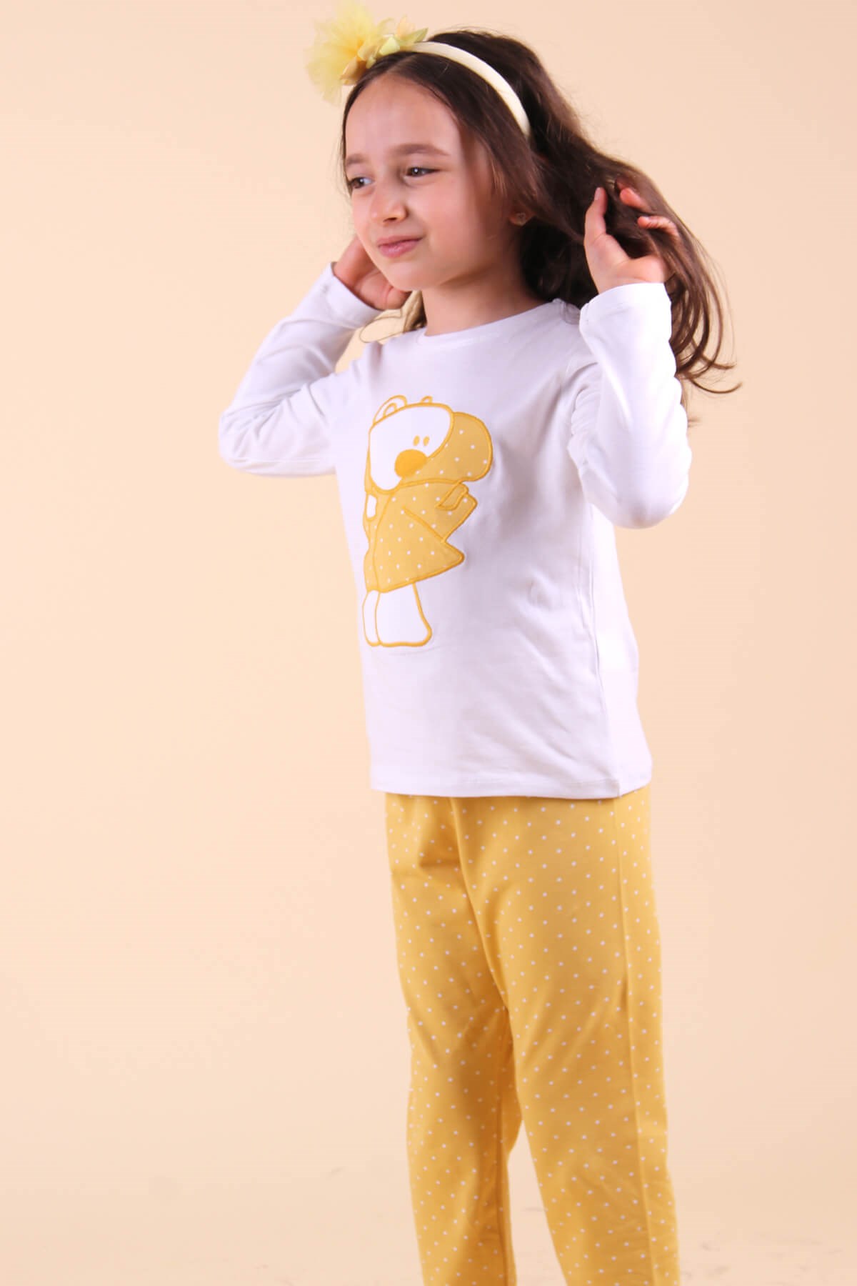 Breeze Kız Çocuk Pijama Takımı Ayıcıklı Sarı (2-6 Yaş)