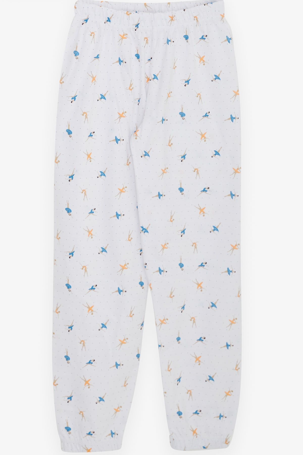 Breeze Kız Çocuk Pijama Takımı Balerin Desenli Beyaz (4-8 Yaş)