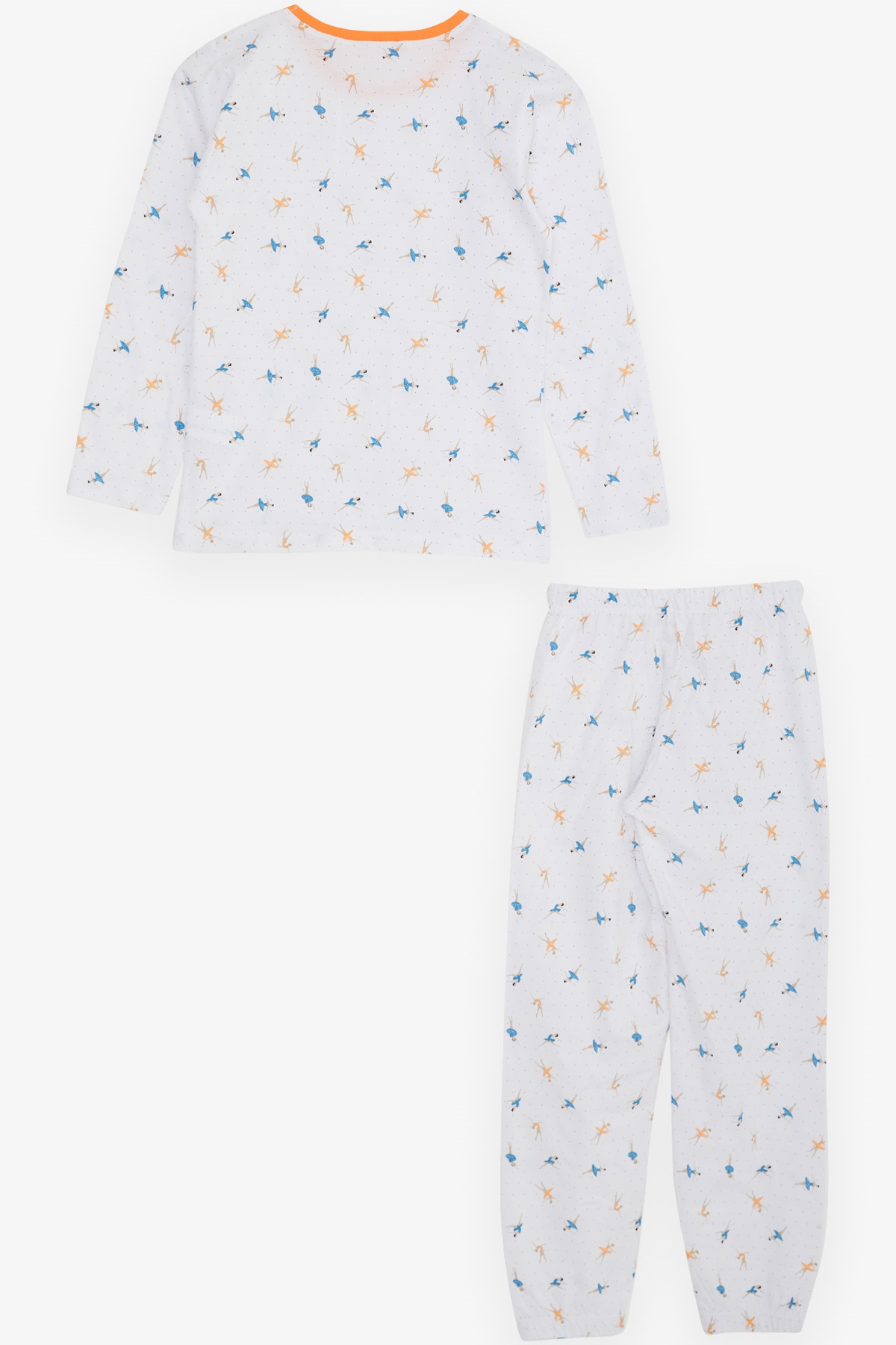 Breeze Kız Çocuk Pijama Takımı Balerin Desenli Beyaz (4-8 Yaş)