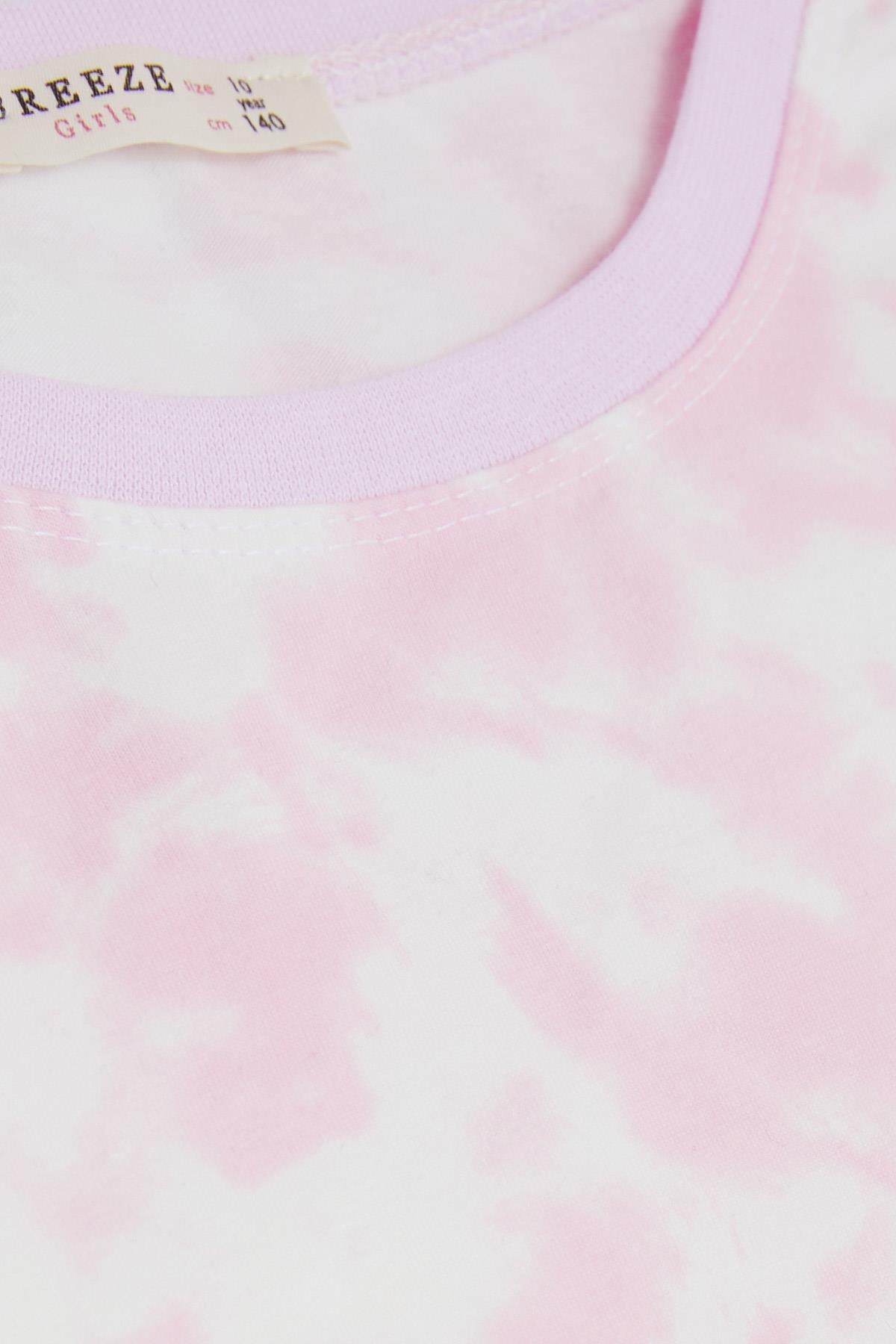 Breeze Kız Çocuk Pijama Takımı Batik Desenli Pembe (9-12 Yaş)