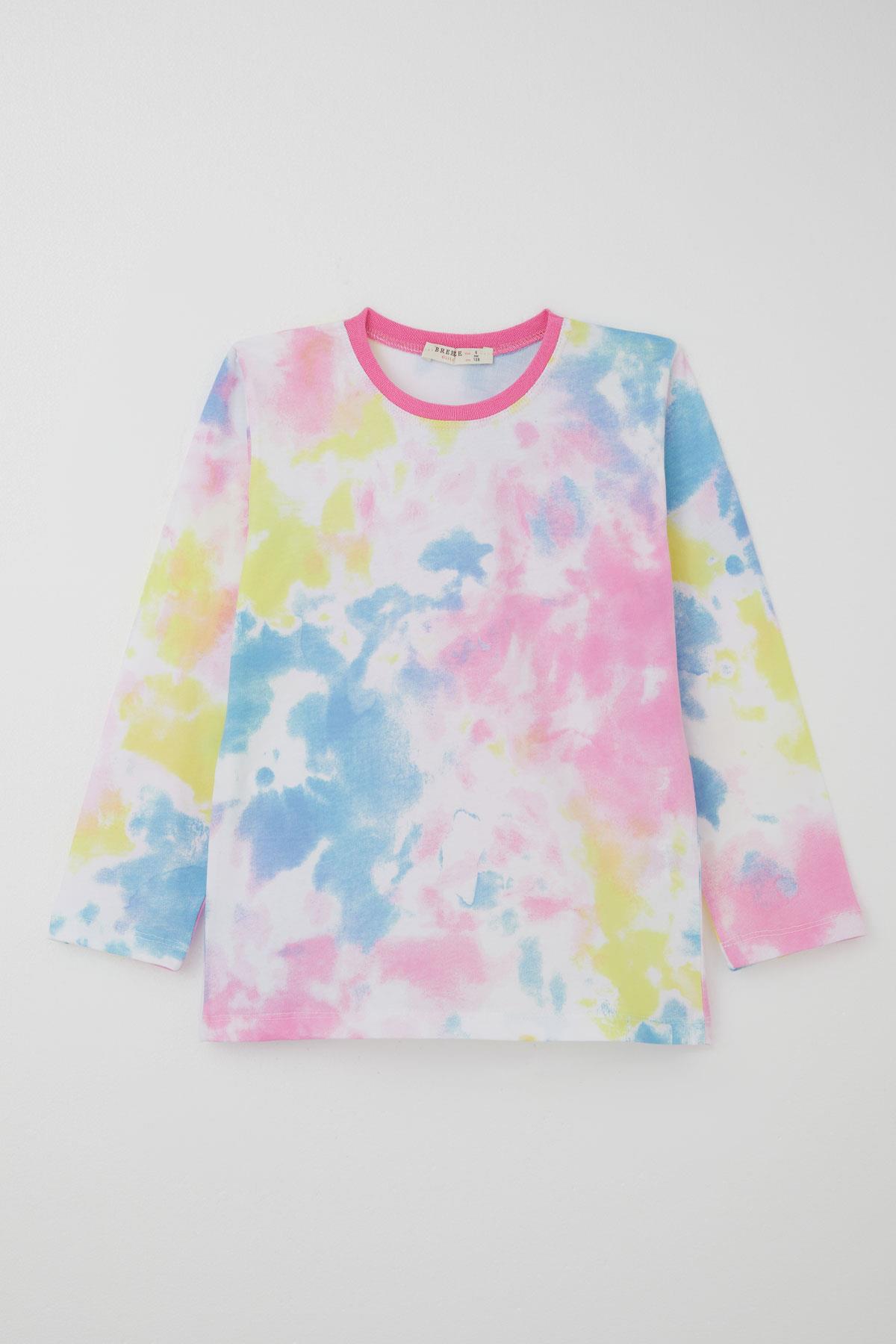 Breeze Kız Çocuk Pijama Takımı Batik Desenli Karışık Renk (4-8 Yaş)